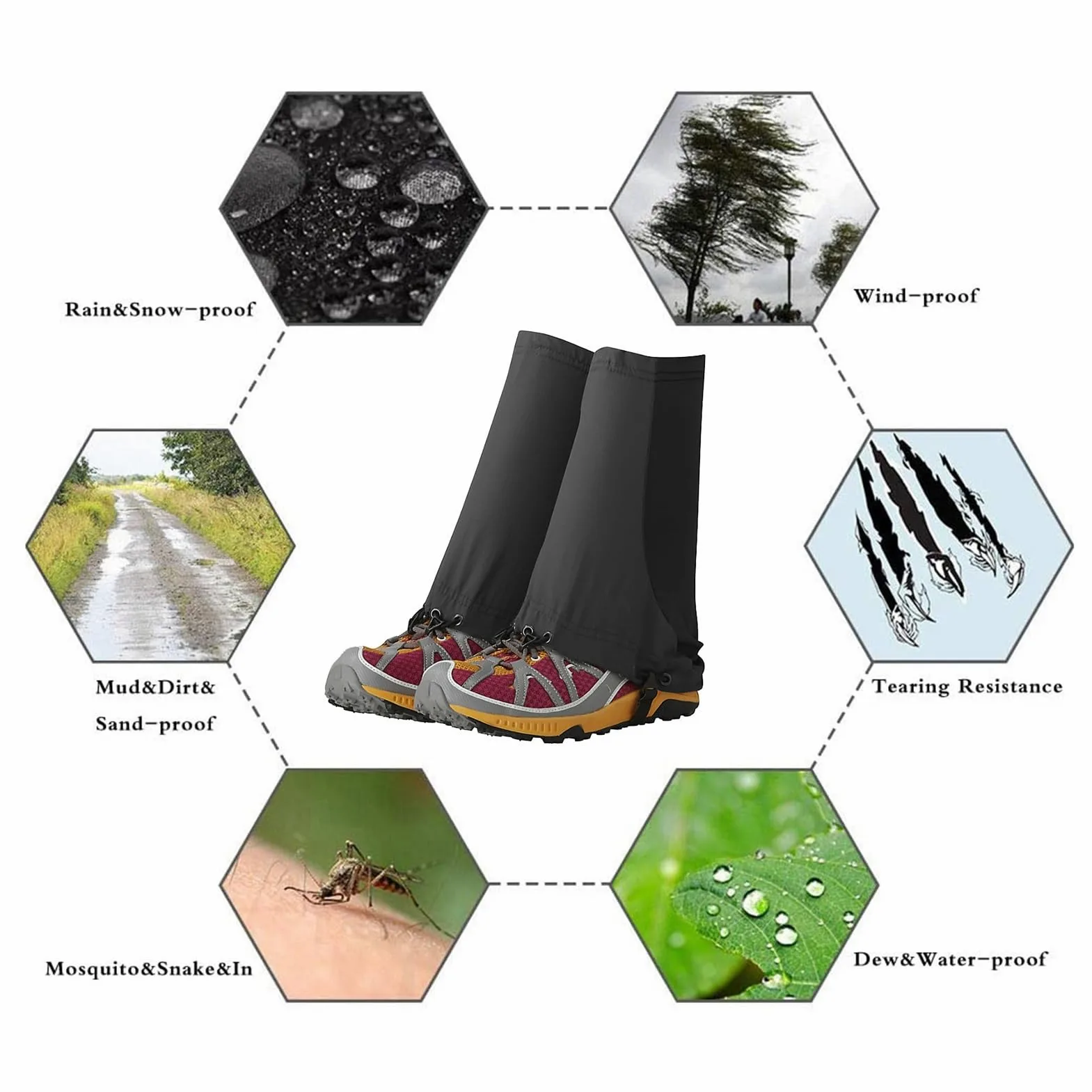Polainas for piernas, polainas for exteriores transpirables y que absorben la humedad, polainas for raquetas de nieve for ciclismo, adecuadas for practicar senderismo, acampar, caminar, escalar y hace