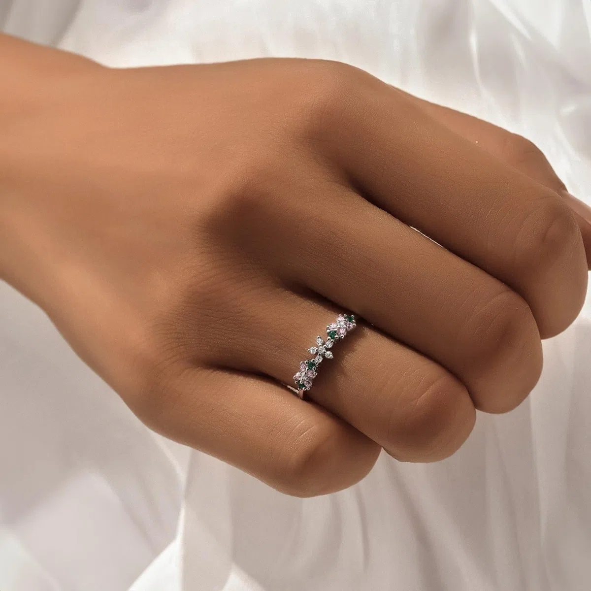 Anillos de boda para mujer, anillo de compromiso de oro blanco de 9/14/18 quilates con piedra preciosa redonda