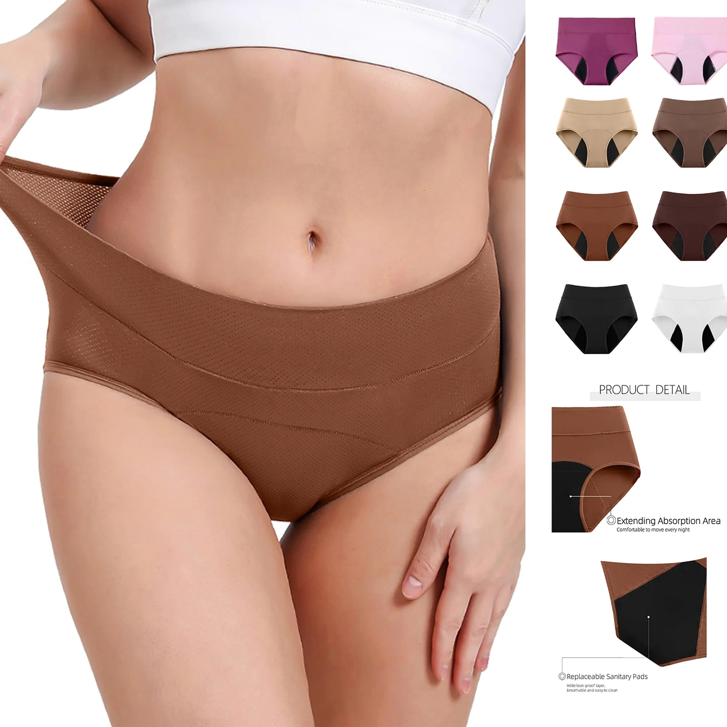 Ropa interior a prueba de fugas para mujer, 4 capas, absorbente, a prueba de fugas, cintura alta, cómodas bragas para mujeres mayores de 50 a 60 años