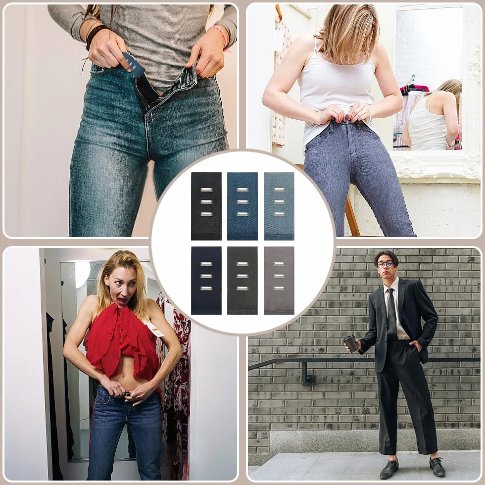 6 Piezas de Extensor de Botón Extensión de Cintura Gancho Ajustable con Gancho Elástico Extensión de Botón para Pantalones para Hombres y Mujeres Jeans Camisas Pantalones Falda
