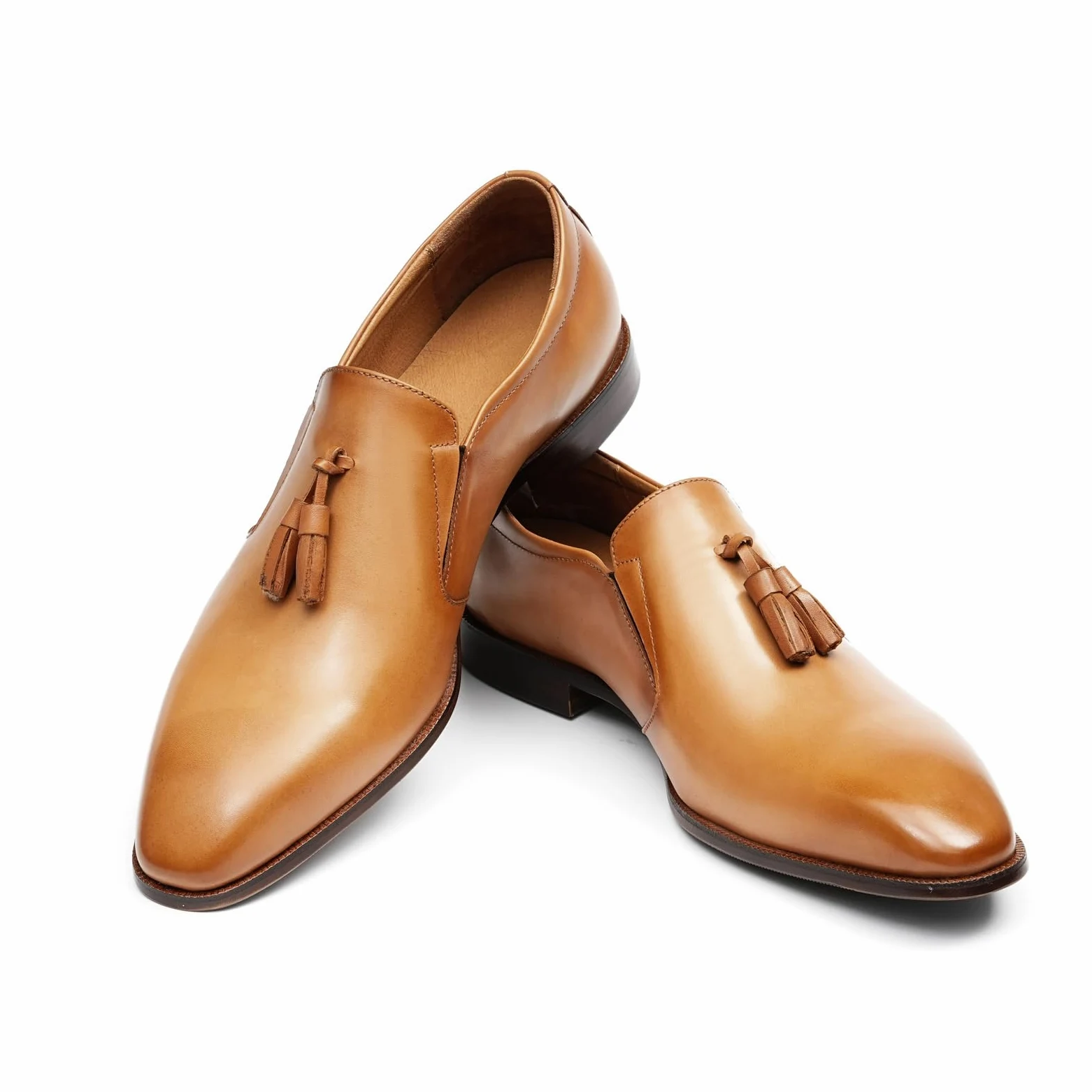 Mocasines Casuales con Borlas para Hombre Zapatos Bajos Slip On en Cuero Genuino