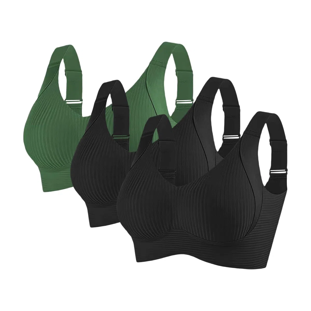 Sujetadores Confort para Mujer UK Deportes Push Up Sin Costuras Paquete de 3 Inalámbrico Acanalado Pechos Grandes Caídos Tops para Mujer Mayor Soporte Deportivo Levantamiento Comodidad Ajustable Alto
