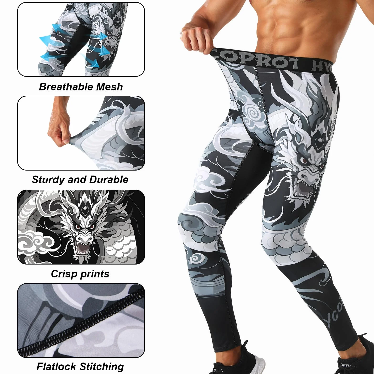 HYCOPROT Pantalones de Compresión para Hombre Mallas Deportivos Secado Rápido Leggings Entrenamiento