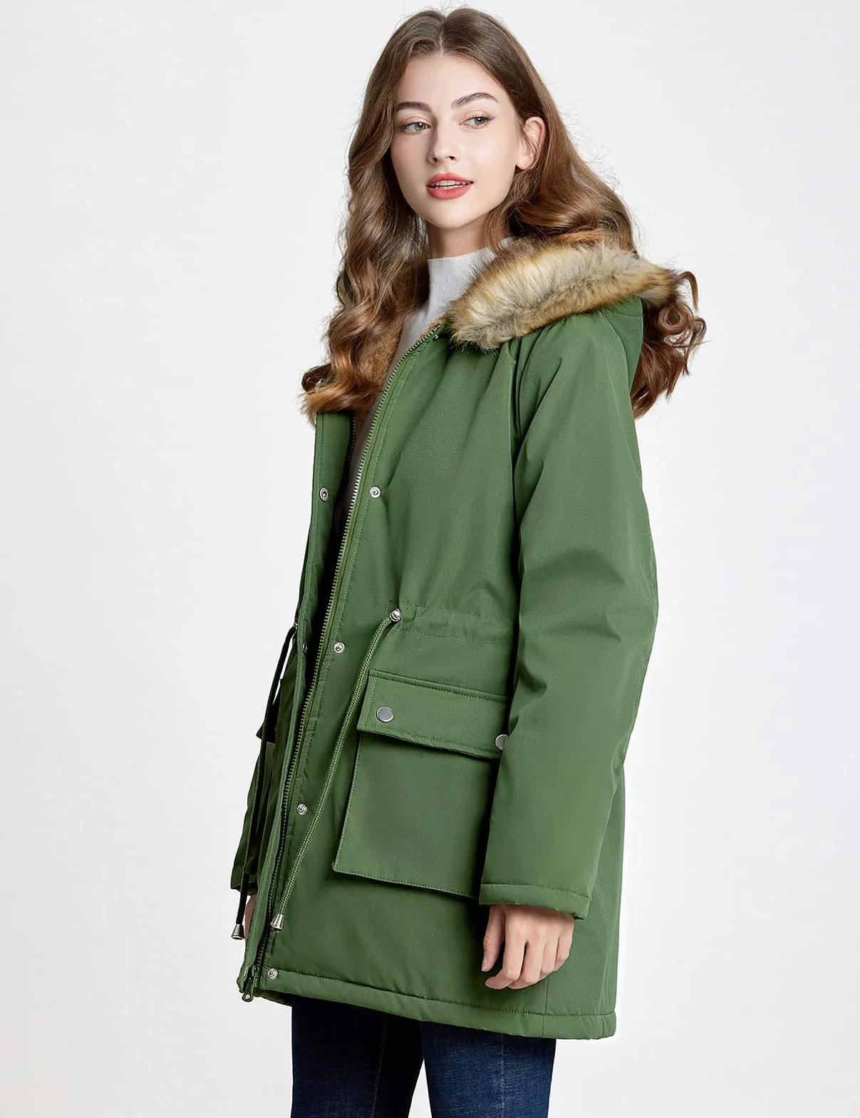Xnova Abrigos Parka Mujer Invierno Forro Polar Chaquetas Impermeable Largo Chaquetones Térmica Cremallera Capucha Pelo Sintético Cazadora Cálido Gruesa