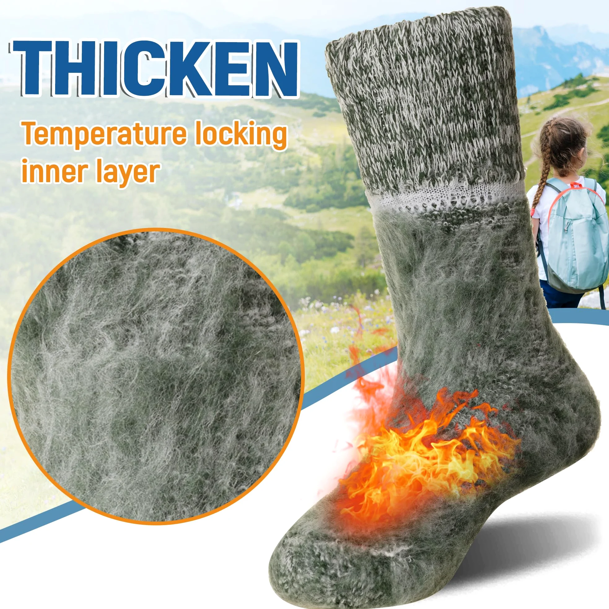Calcetines térmicos de senderismo para niños, gruesos, suaves, cálidos, térmicos, para snowboard, niños y niñas, 4 pares