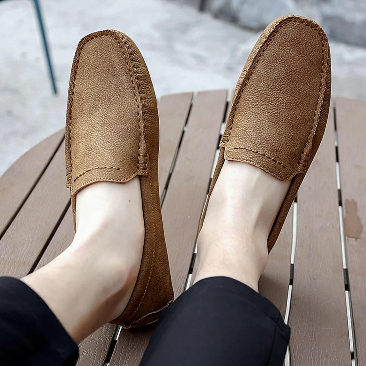 Mocasines para Hombre de Cuero Moda Slip-on Shoes Driver Shoes Casual Flat Shoes 38-49 EU