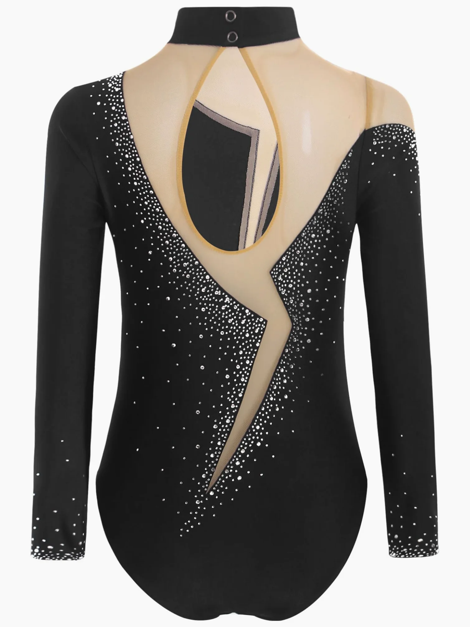Piezas Traje Gimnasia Niñas Con Brillo Traje Entrenamiento Camiseta Manga Larga Patinaje Artístico Mono Baile Negro 15-16 años