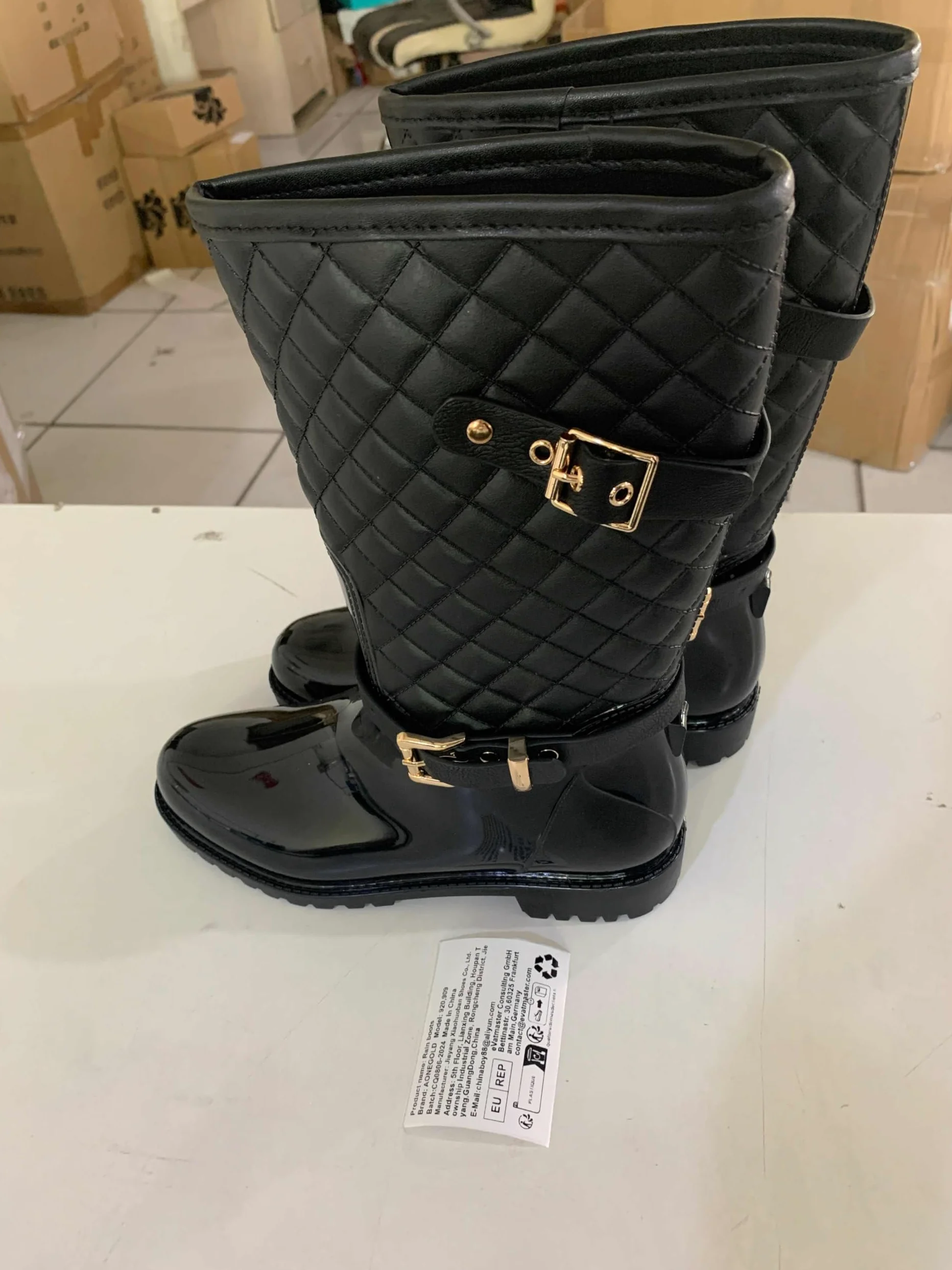 AONEGOLD Botas de Lluvia para Mujer Botas de Agua Altas Goma Botines Impermeable Antideslizante Wellington Boots Exterior Jardín Bota