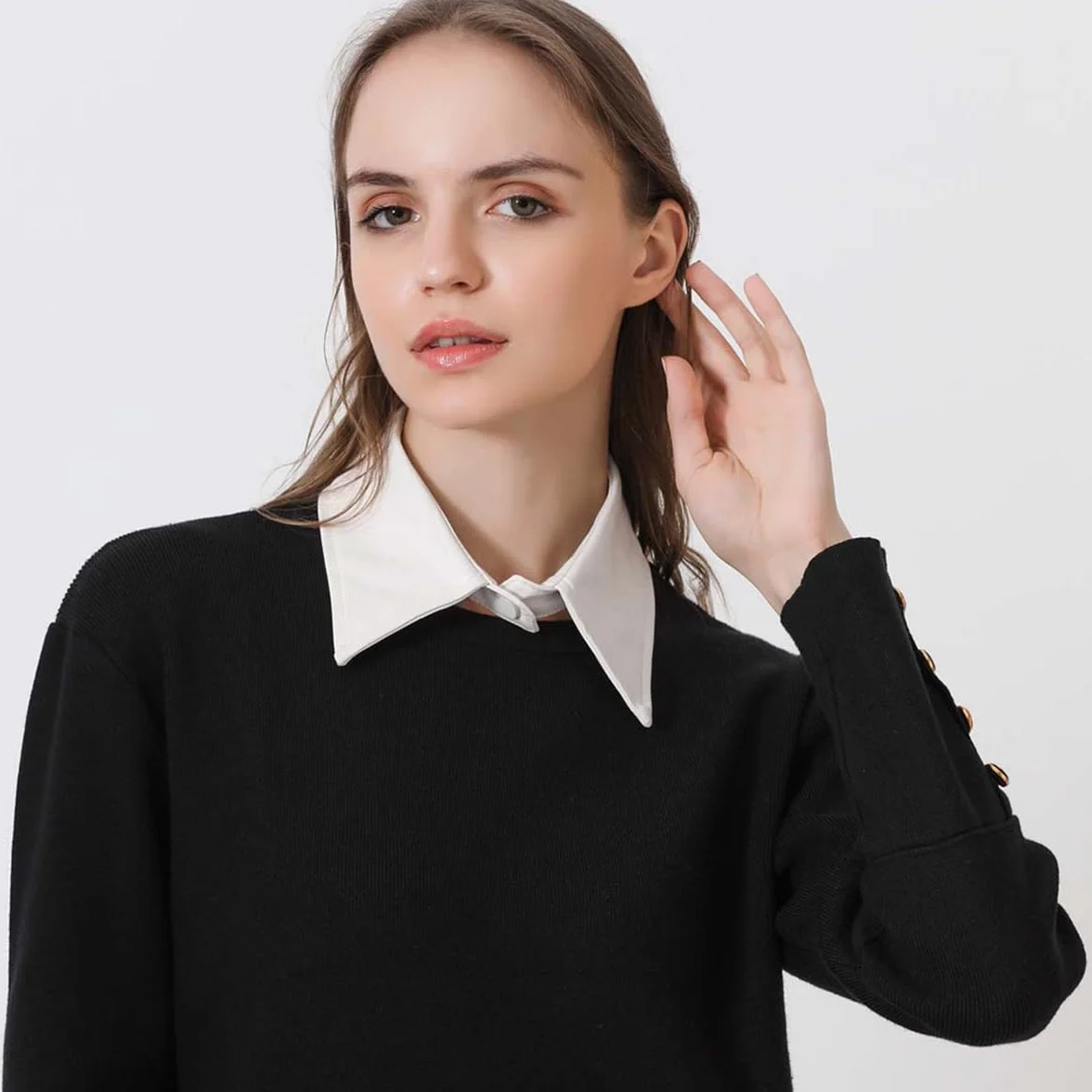 LEEQ Falso Cuello Desmontable para Mujer 2PCS Blanco/Negro Accesorios de Ropa
