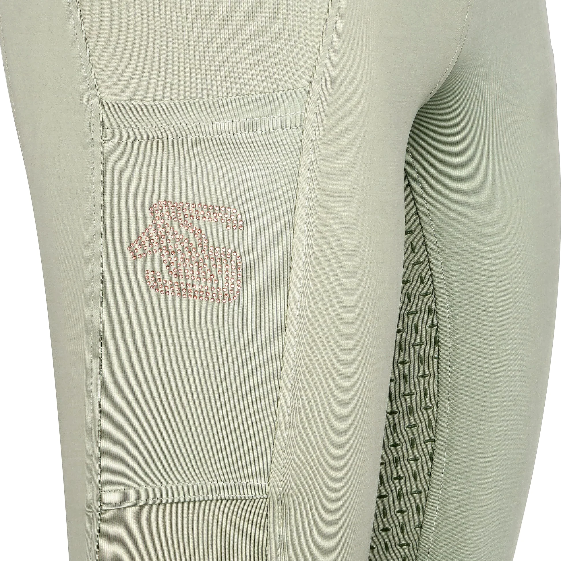 Start Medway - Mallas de equitación para mujer con ribete completo de silicona, cintura alta, elásticos y transpirables con bolsillo para el teléfono móvil, pantalones de equitación de verano para