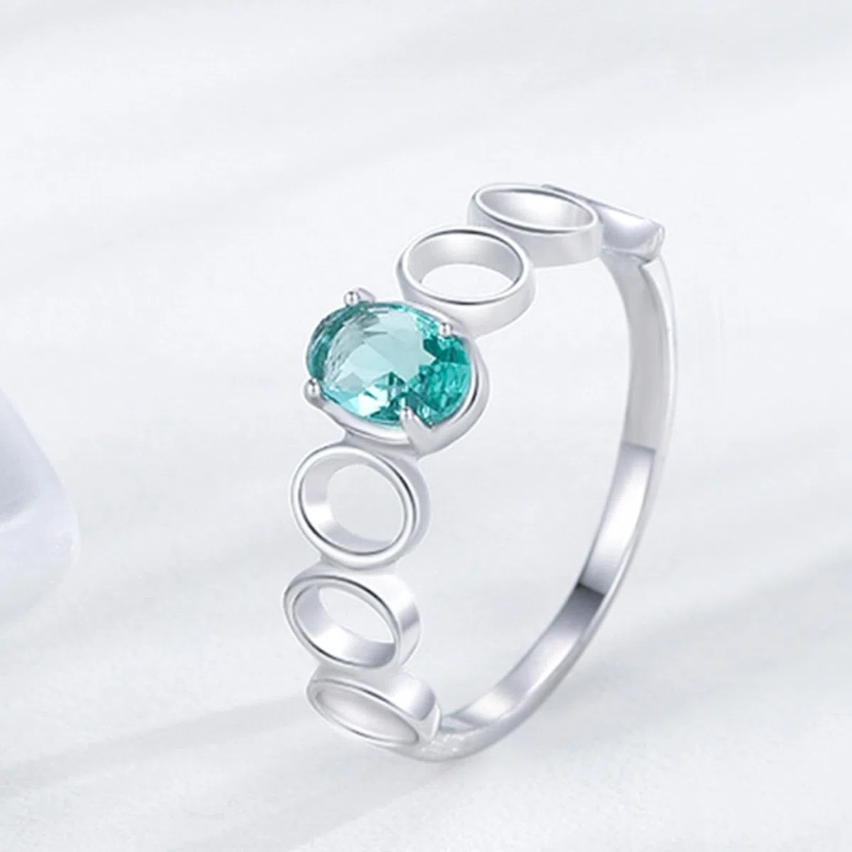 Anillos de mujer de oro auténtico, alianzas solitarias con turmalina de 0,5 ct, anillo de compromiso, oro blanco, anillos para mujer