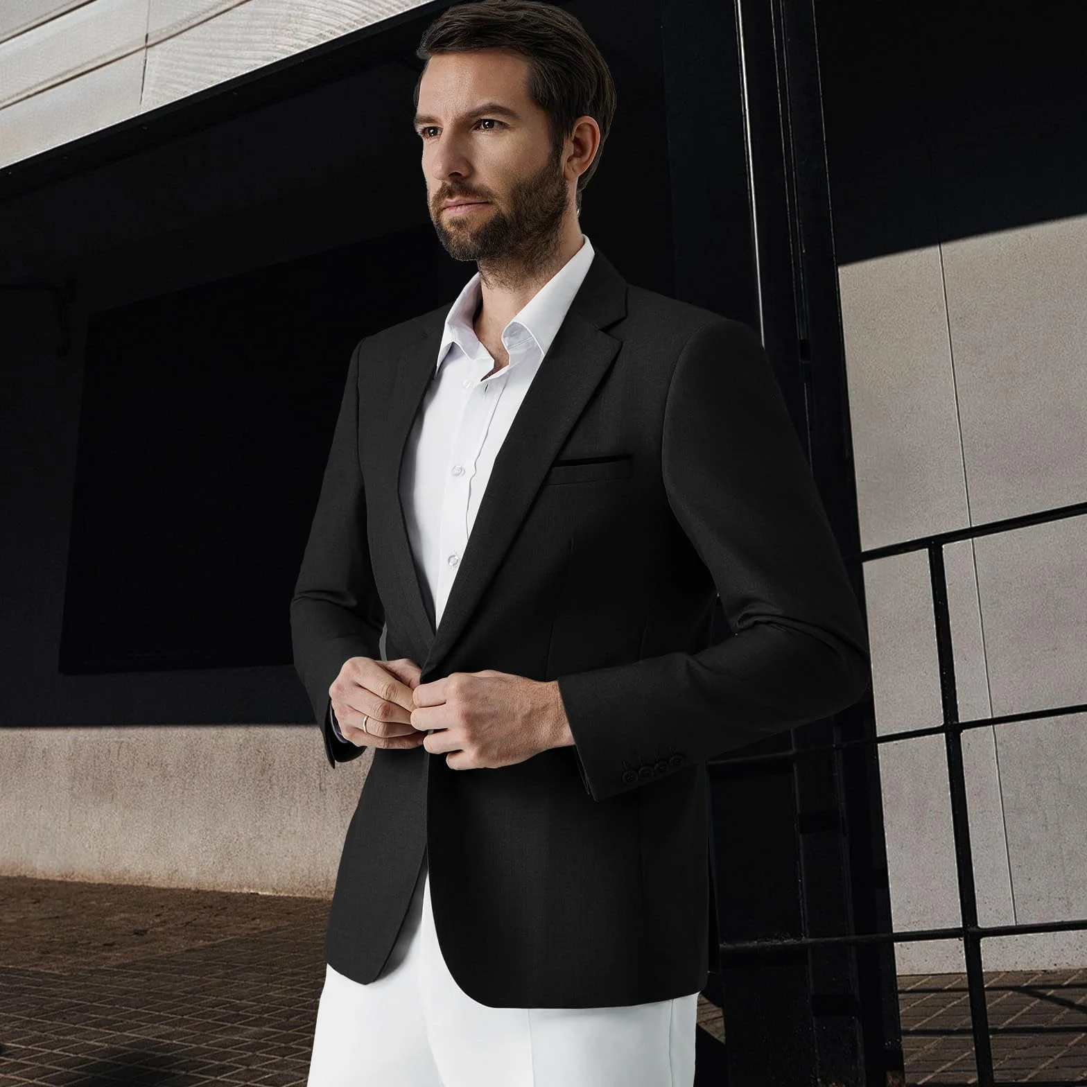 Blazer dla Mężczyzn Slim Fit 1 Guzik Elegancki Garniturowy