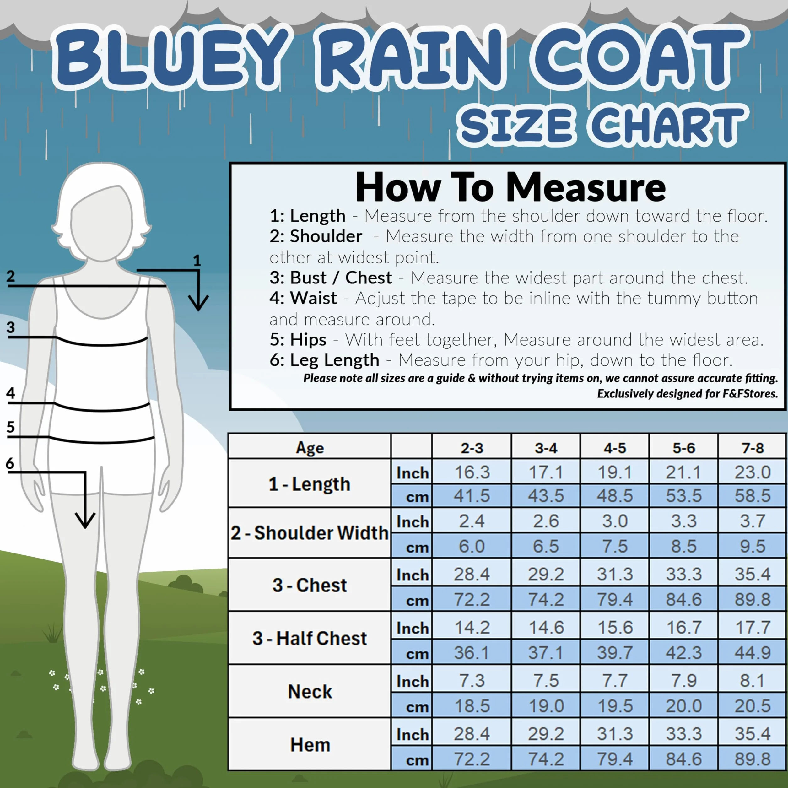 Bluey Chubasquero para Niñas, Poncho Impermeable con Capucha y Bolsillos