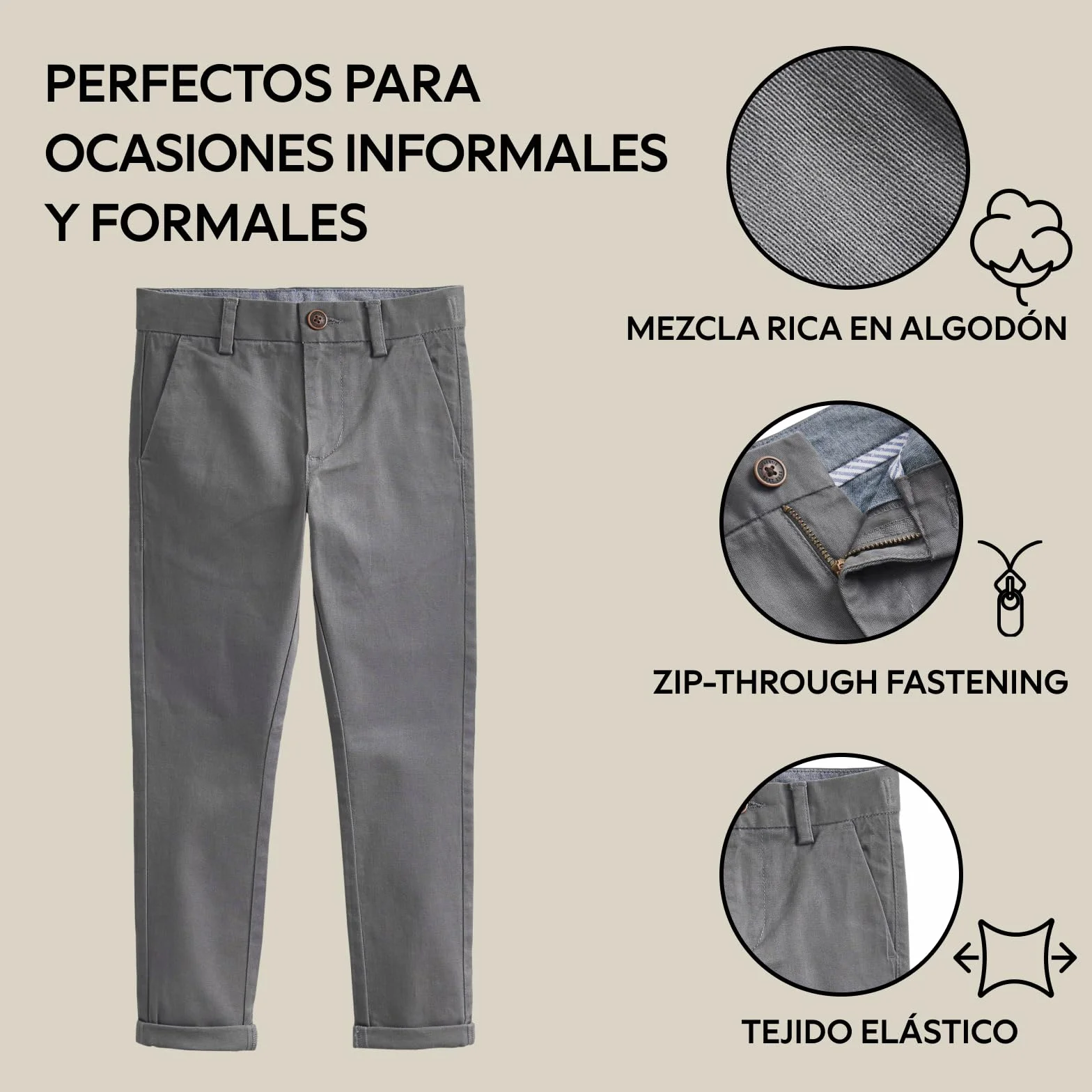 NEXT Niños Pantalones Chinos elásticos de Corte Pitillo
