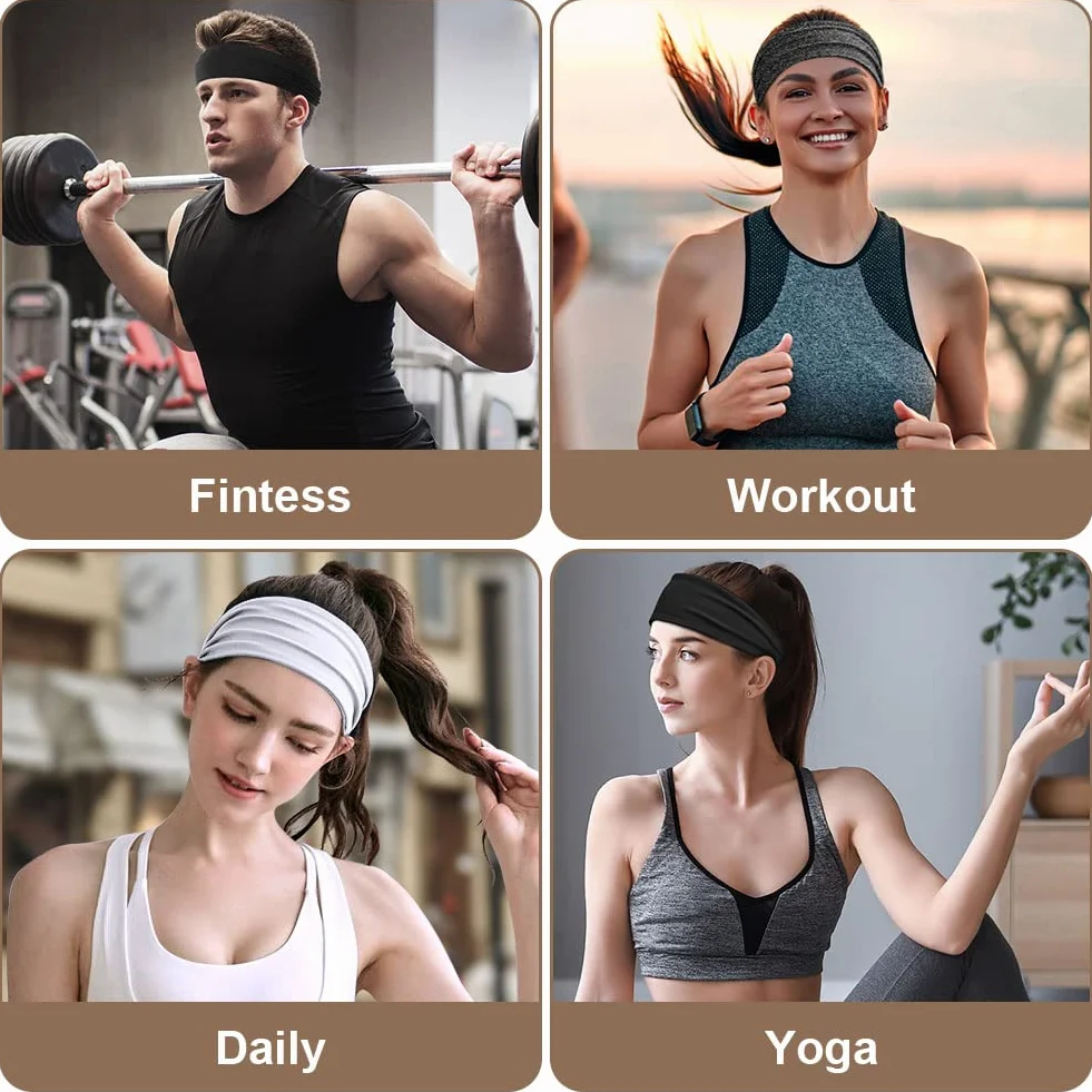 Cinta Pelo Deporte Hombre, Diadema Deportiva Elástica Durable, Cinta Sudor Cabeza Entrenamiento para Yoga, Fitness, Correr