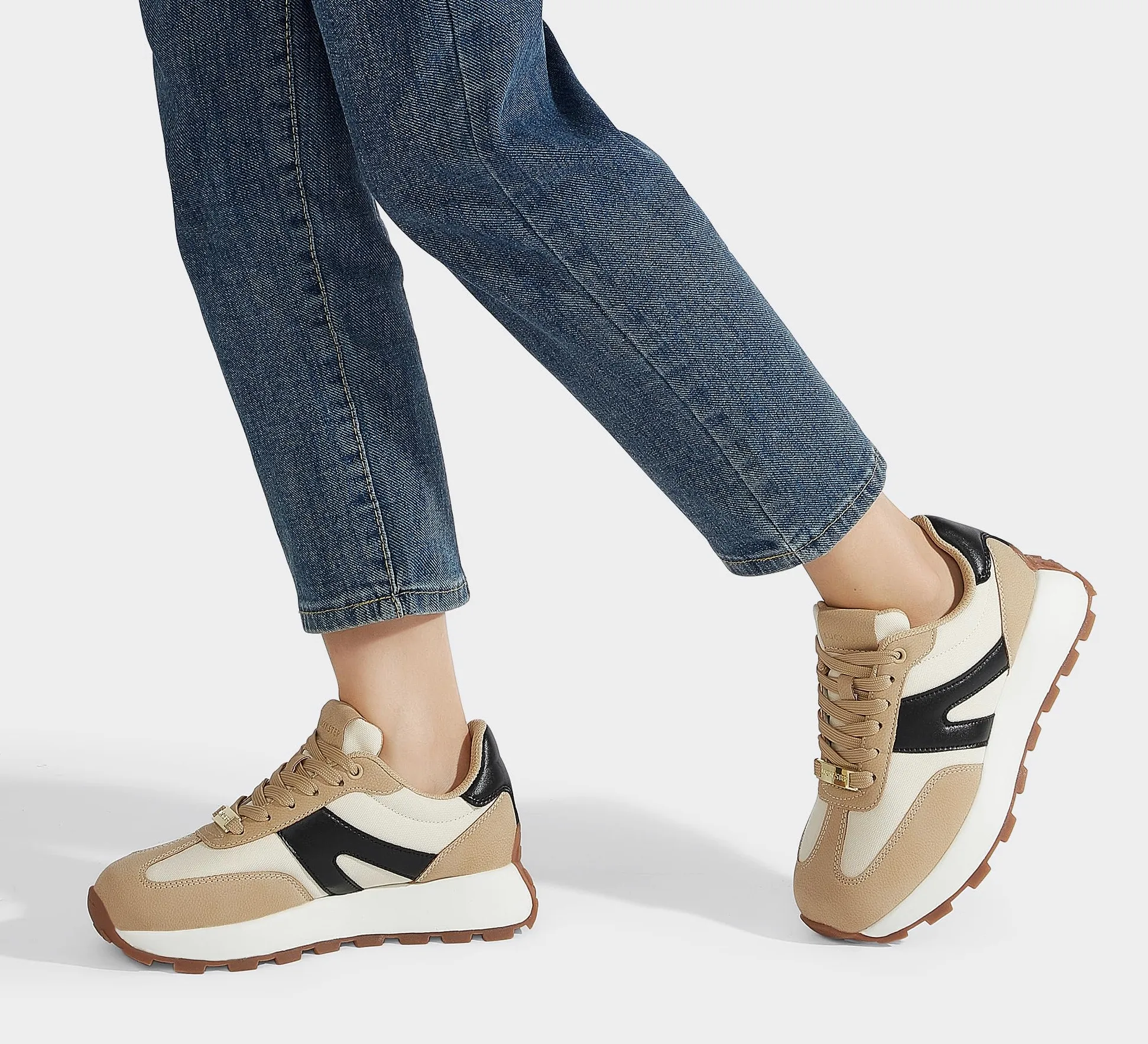 LUCKY STEP Zapatillas de Plataforma para Mujer – Clásicas y Retro, Zapatos de Moda con Cordones para Correr, Tenis y Uso Diario