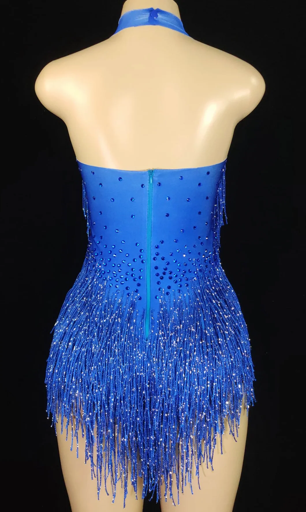 Body sexy con flecos de cristales brillantes y borlas, traje de baile de jazz, ropa de una pieza para escenario
