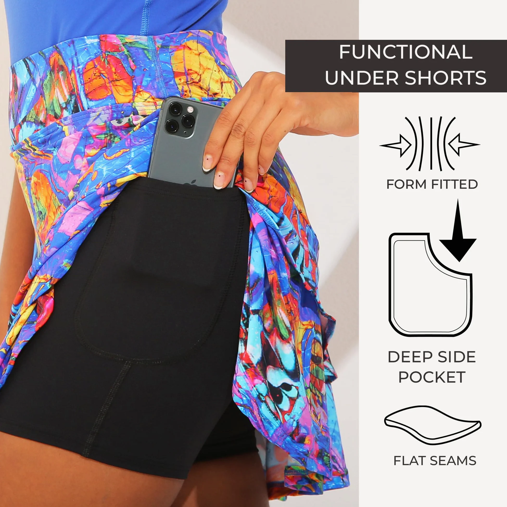 Dona Jo Glide - Falda para mujer, falda atlética de golf, pantalones cortos y bolsillos, falda de tenis, falda de uso activo