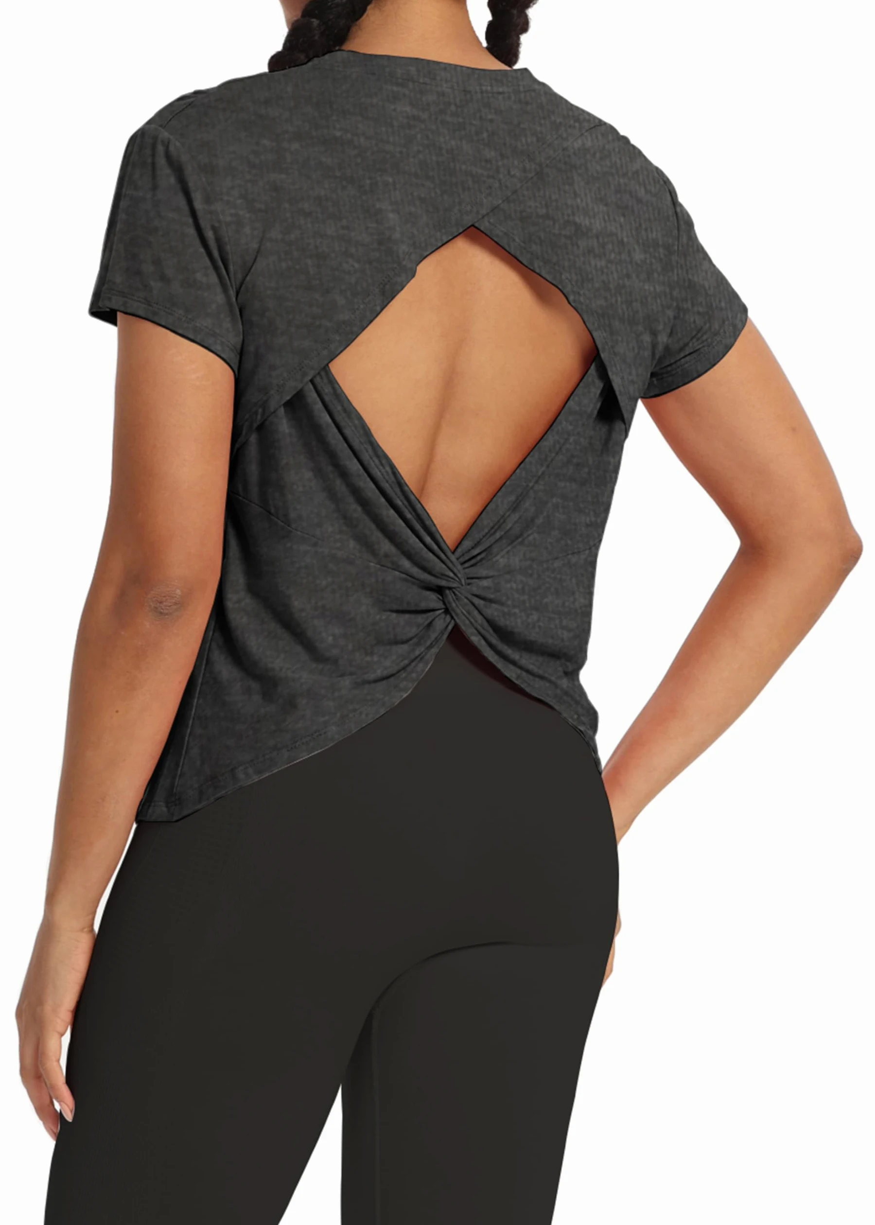 Bestisun Camiseta corta para mujer, camiseta deportiva con espalda cruzada, camisetas recortadas