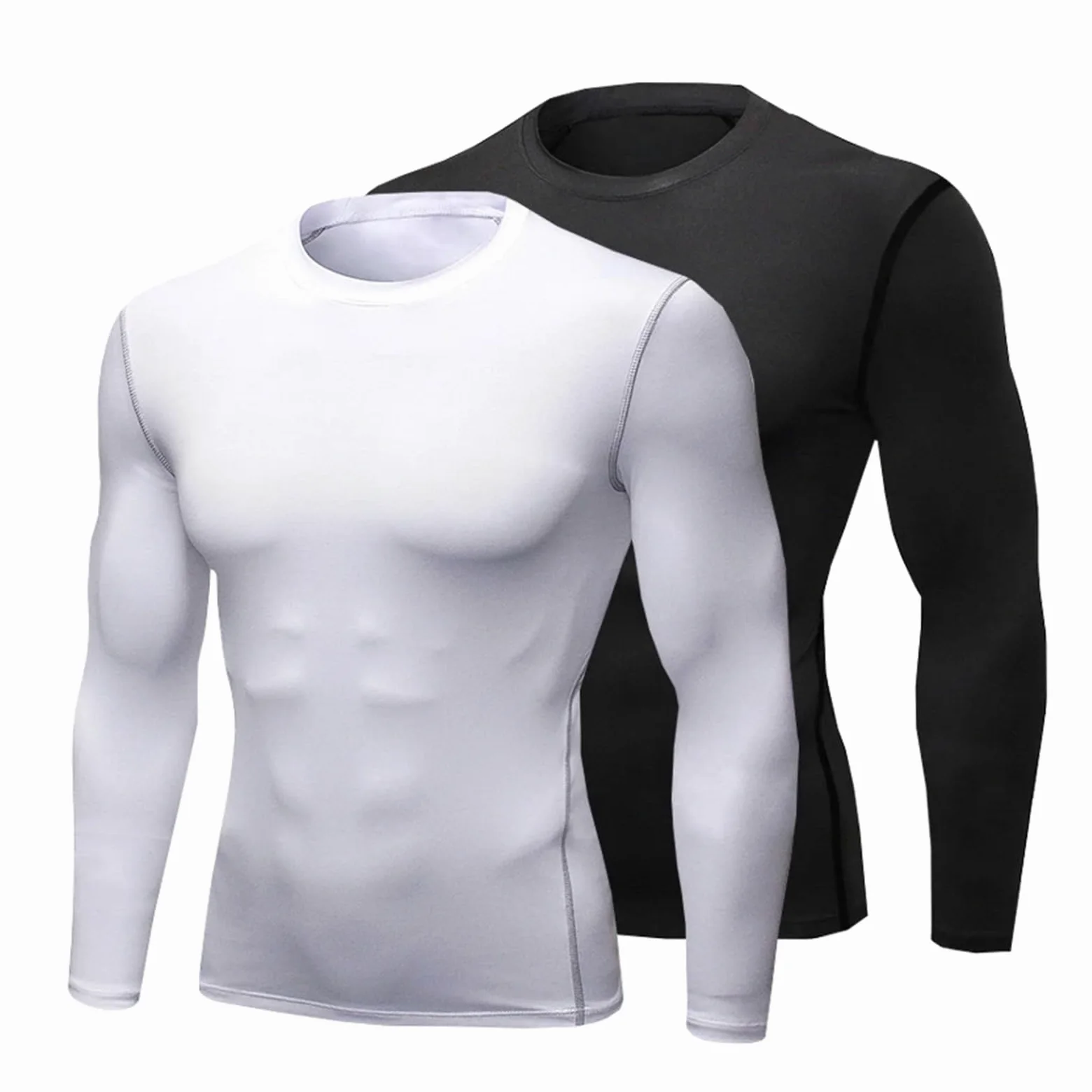 Camisa Funcional Ropa Interior térmica de Manga Larga for Hombre, Tops Finos Ajustados de Secado rápido elásticos for Fitness, Ropa de otoño e Invierno for Hombre(Gray,L (60-70kg))