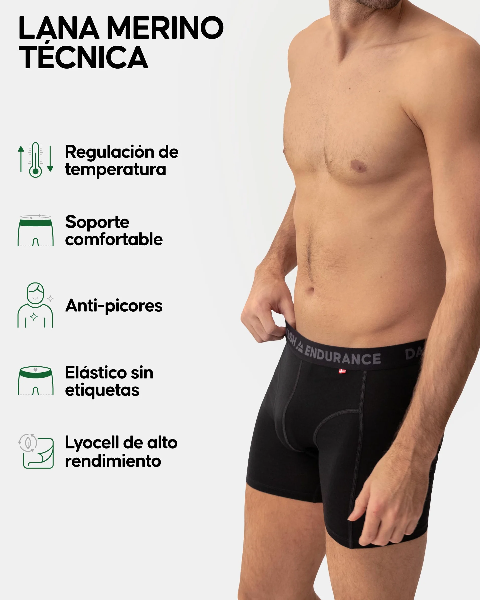 DANISH ENDURANCE Boxer de Lana Merino Hombre, Transpirables, 1 y 2 Pack
