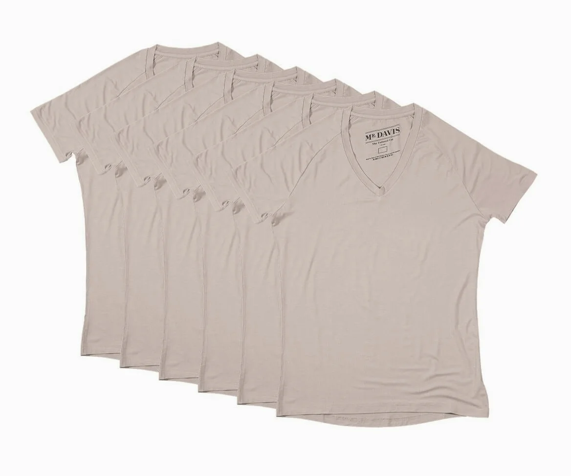 Mr. Davis - Camiseta interior de viscosa de bambú con cuello en V para hombre, corte a medida, paquete de 6