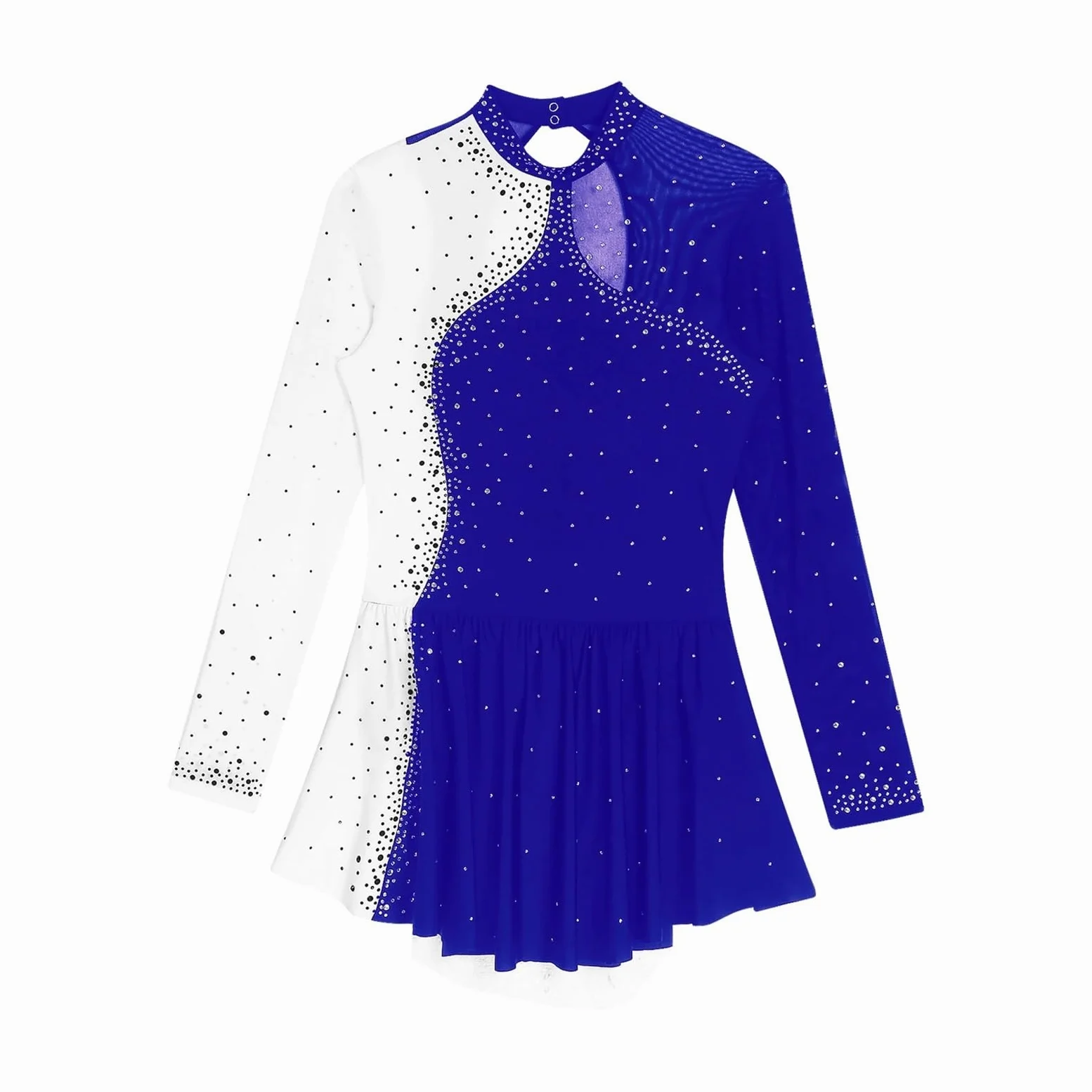 Vestido de Patinaje Artístico Vestido de patinaje artístico for mujer, malla de ballet, gimnasia, tutú, manga larga, con brillantes diamantes de imitación, for actuaciones escénicas.