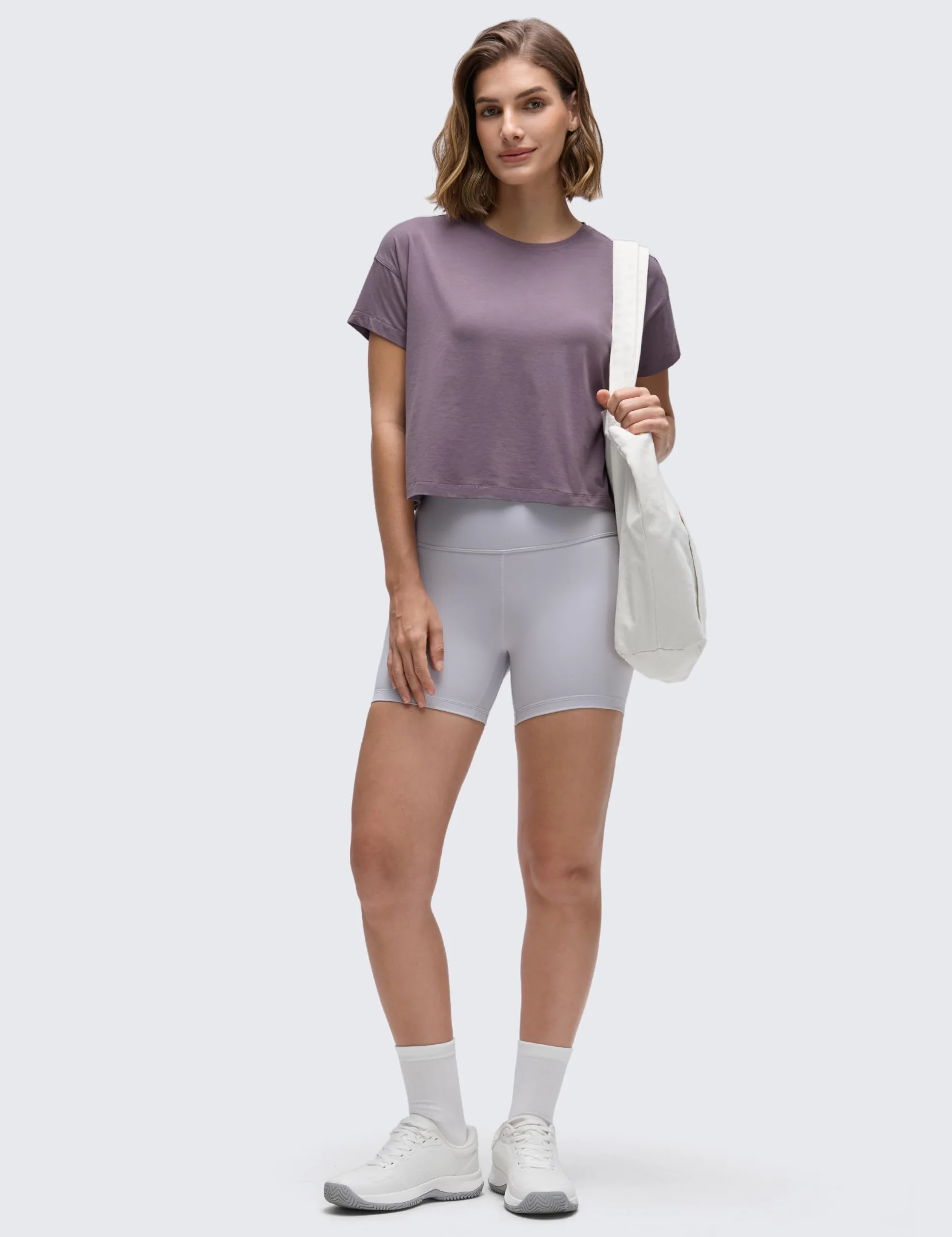 CRZ YOGA Camisas Algodón Pima Manga Corta Mujer Ejercicio Tops