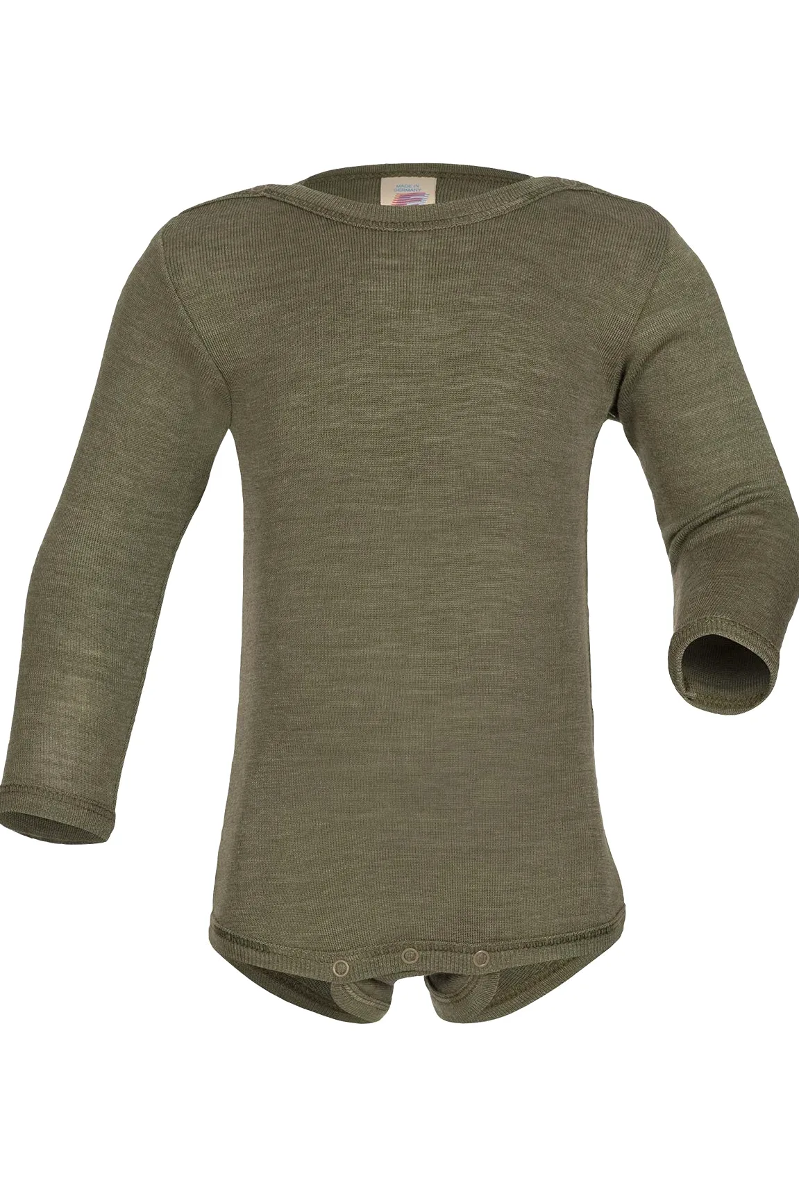 Engel Body para bebé de manga larga, 70% lana (kbT) y 30% seda, verde oliva, 98/104 cm