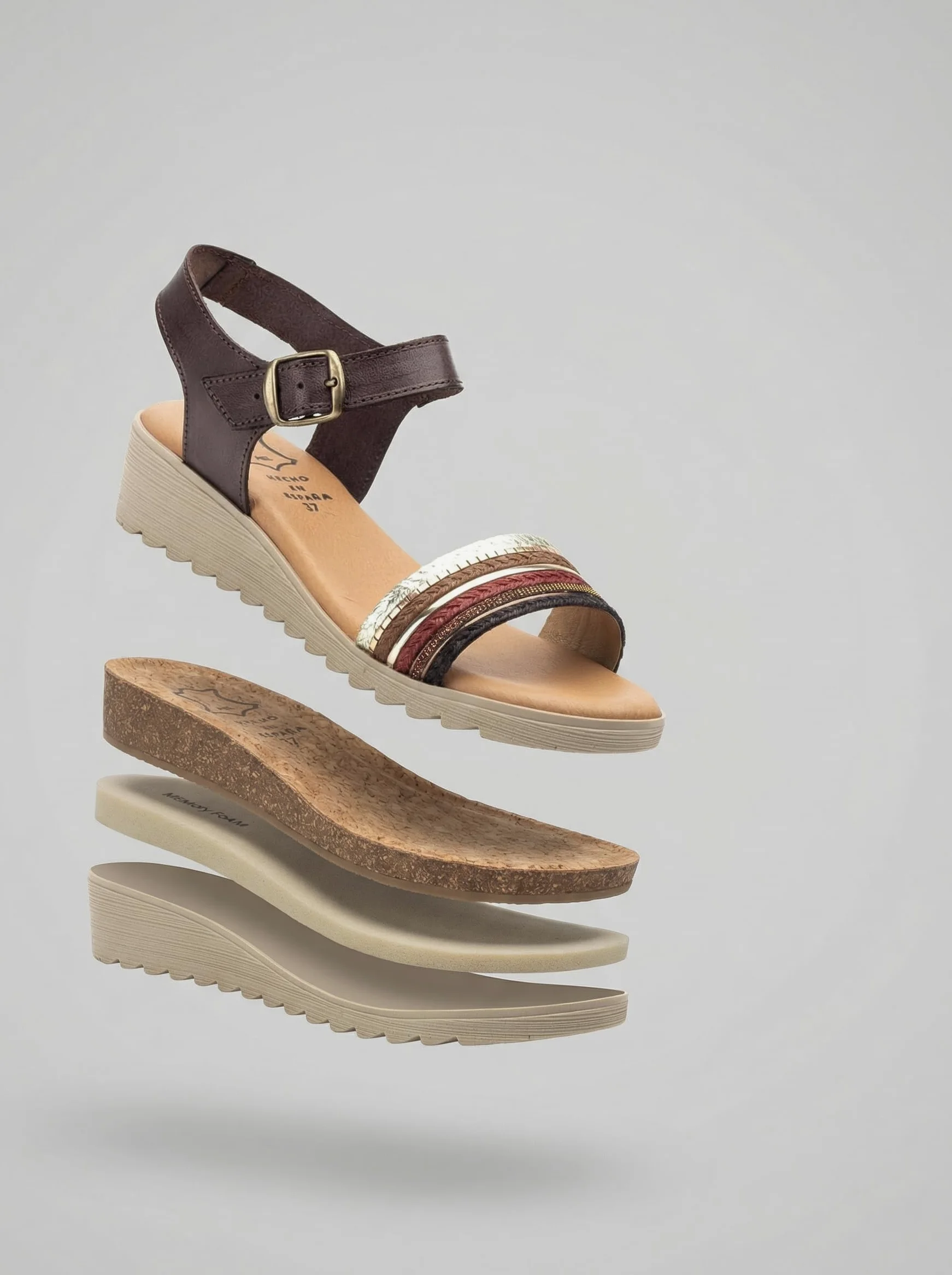NOESLOMISMO BY DILEMA Sandalias Cómodas de Cuña Baja para Mujer | Tiras Trenzadas Multicolores