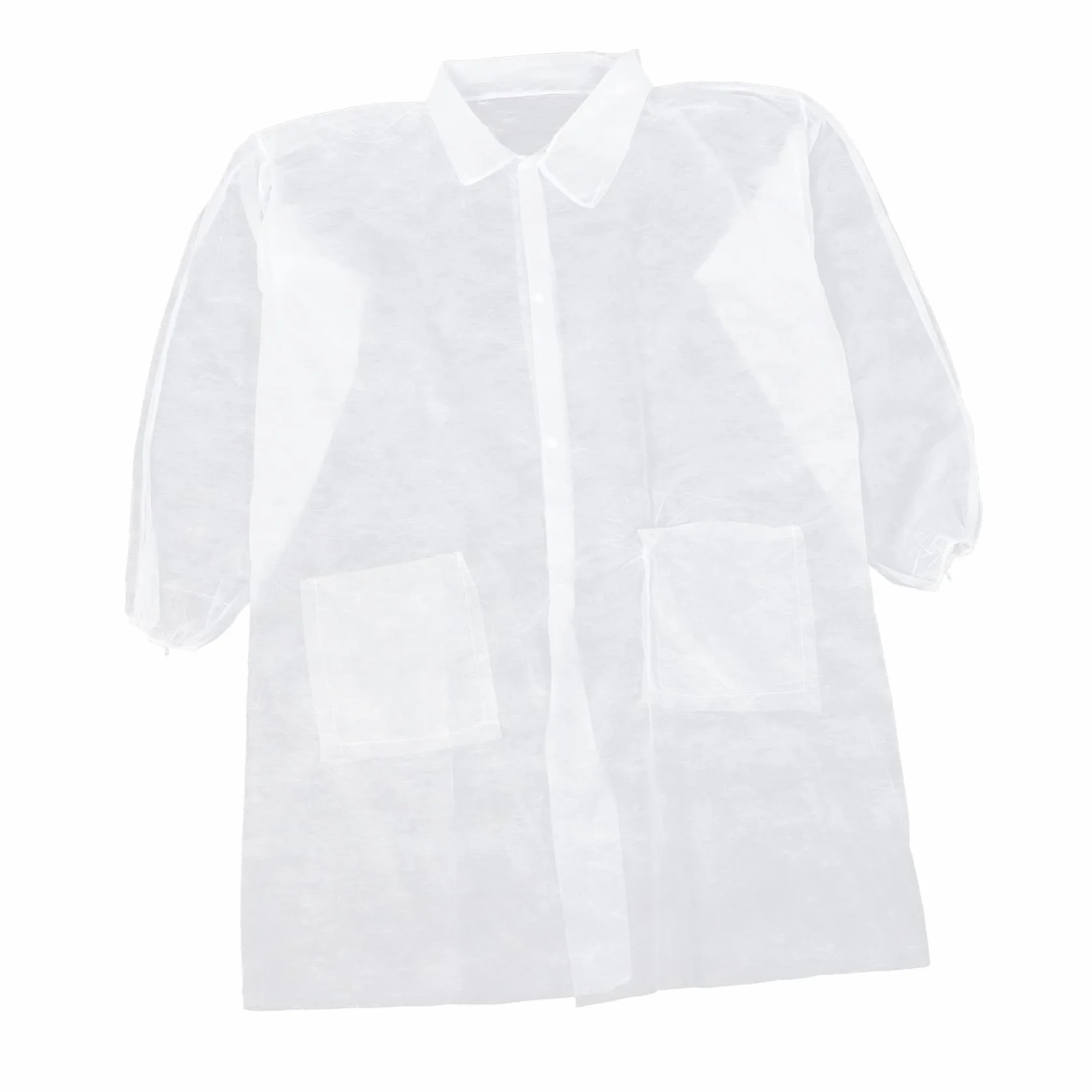 PLAFOPE 10 Piezas Bata de Laboratorio de Tela No Tejida Desechable, Manga Larga Botones, Protección contra Salpicaduras y Suciedad para Limpieza y Mantenimiento