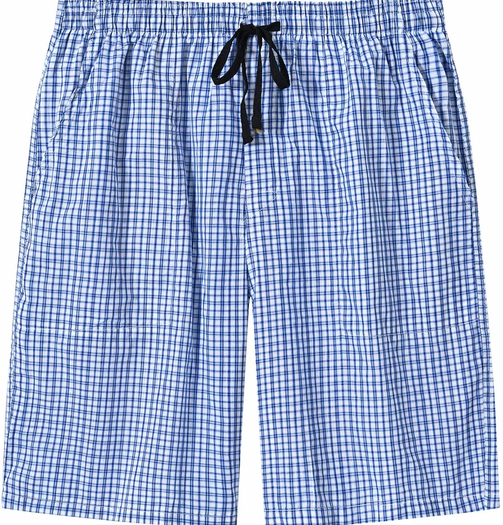MoFiz Hombre Pantalón Corto de Pijama Casual Shorts a Cuadros de Algodón con Bolsillos