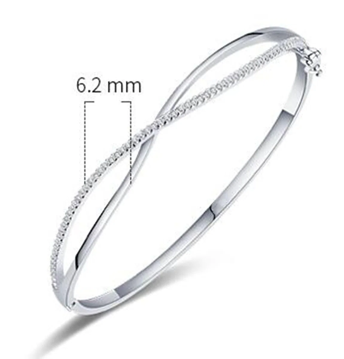 Brazaletes de Mujer Oro Blanco 9 Kilates / 14 Kilates / 18 Kilates, Infinito Hueco con Moissanita, Cadena 16 CM, Pulsera Plata Mujer de