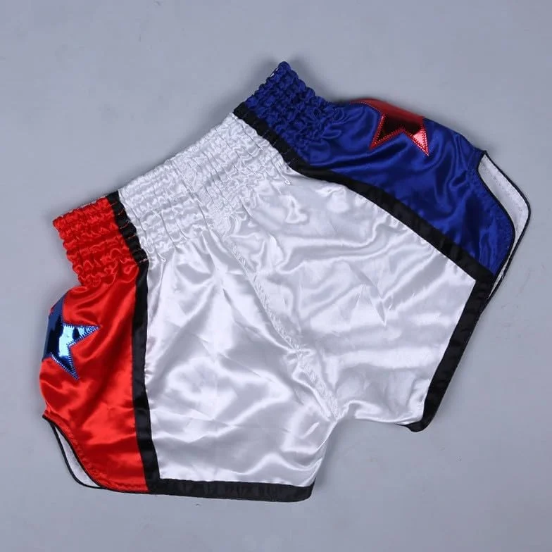Pantalones Cortos de Muay Thai, Unisex, Artes Marciales, Kickboxing, Lucha, Para Entusiastas del MMA (3XL, Blanco)