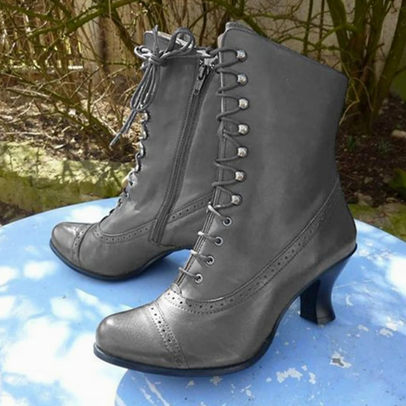 Botas de Vestir Rujer Zapatos tacón Empalme Tobillo Botas Estampadas Mujer Altas Mujer