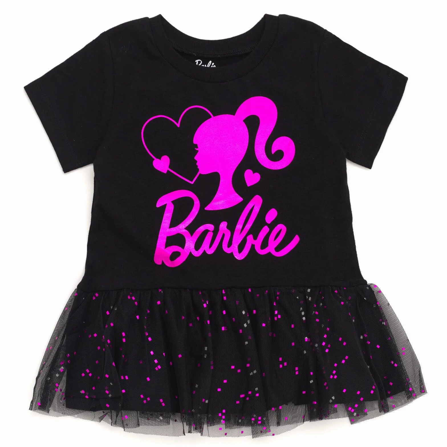 Barbie Camiseta y pantalones peplum con estampado metálico para niñas pequeñas y grandes