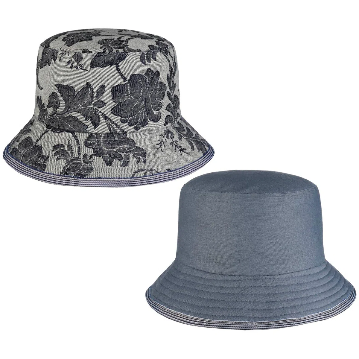 Sombrero Reversible Denim Flowers de Lino Pescador