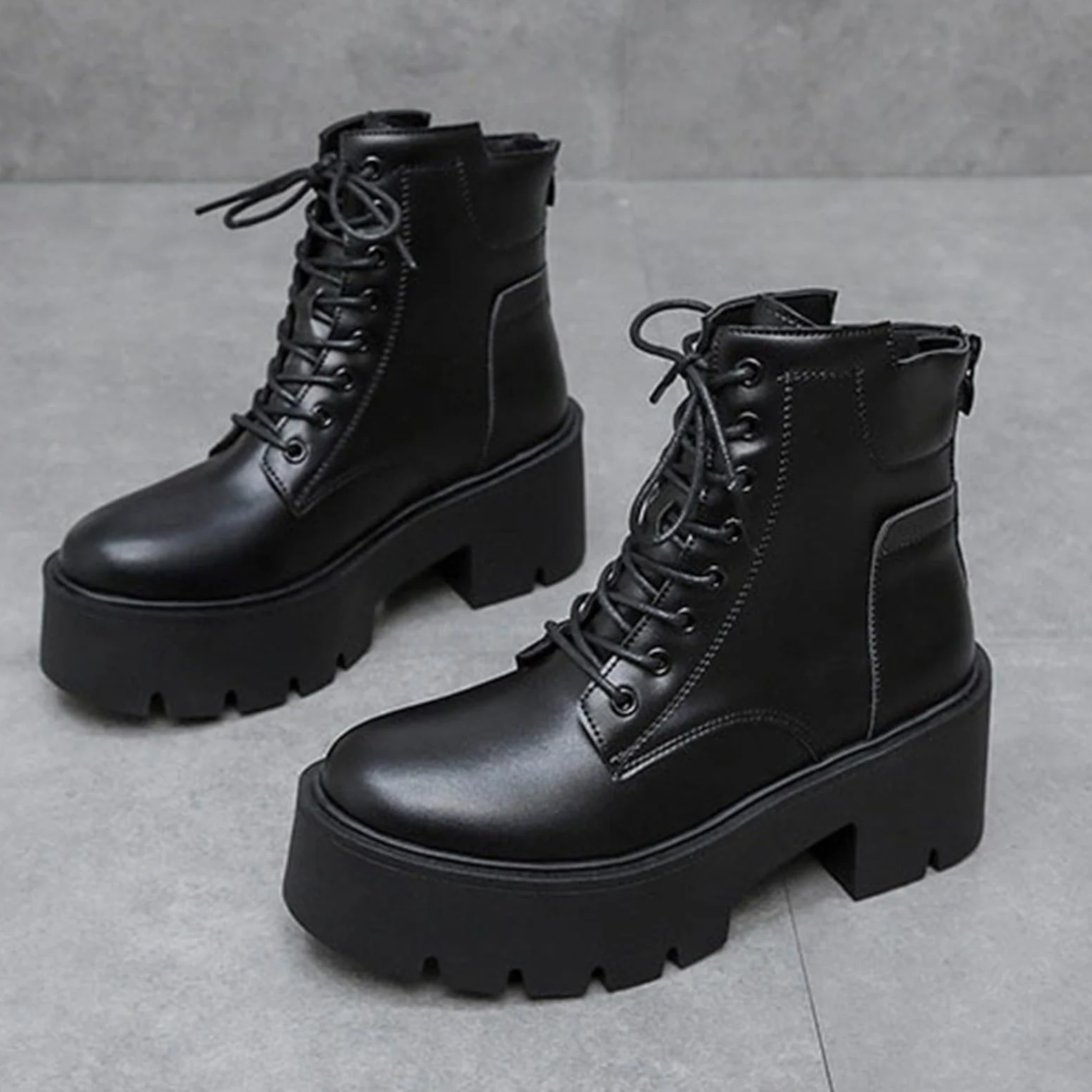 Genérico Botines Mujer Vestir con Cordones Plataforma Botas Punta Redonda Elegantes Zapatos Suaves Cómodas Caminar Bota Informales Antideslizantes Botin para Otoño Invierno Trabajo Paseo y Uso Diario