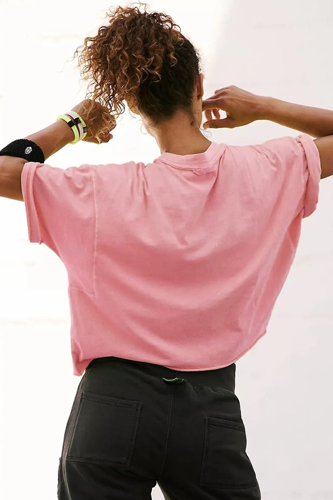 Camiseta corta de entrenamiento de gran tamaño, informal, de gran tamaño