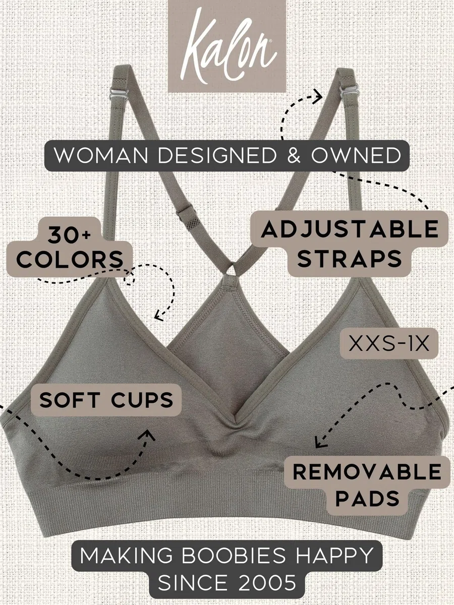 Kalon Bralette Deportivo sin Costuras, sin Costuras, con Espalda Cruzada, para Mujer, Paquete de 4 Unidades