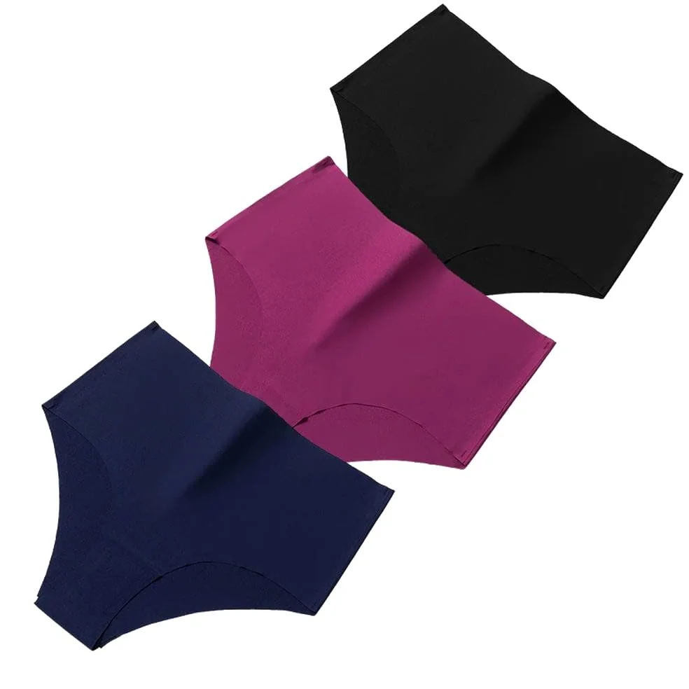 DYRBF - Juego de 3 bragas de cintura alta para mujer, ropa interior sin costuras, transpirables, talla grande, ropa interior deportiva acogedora
