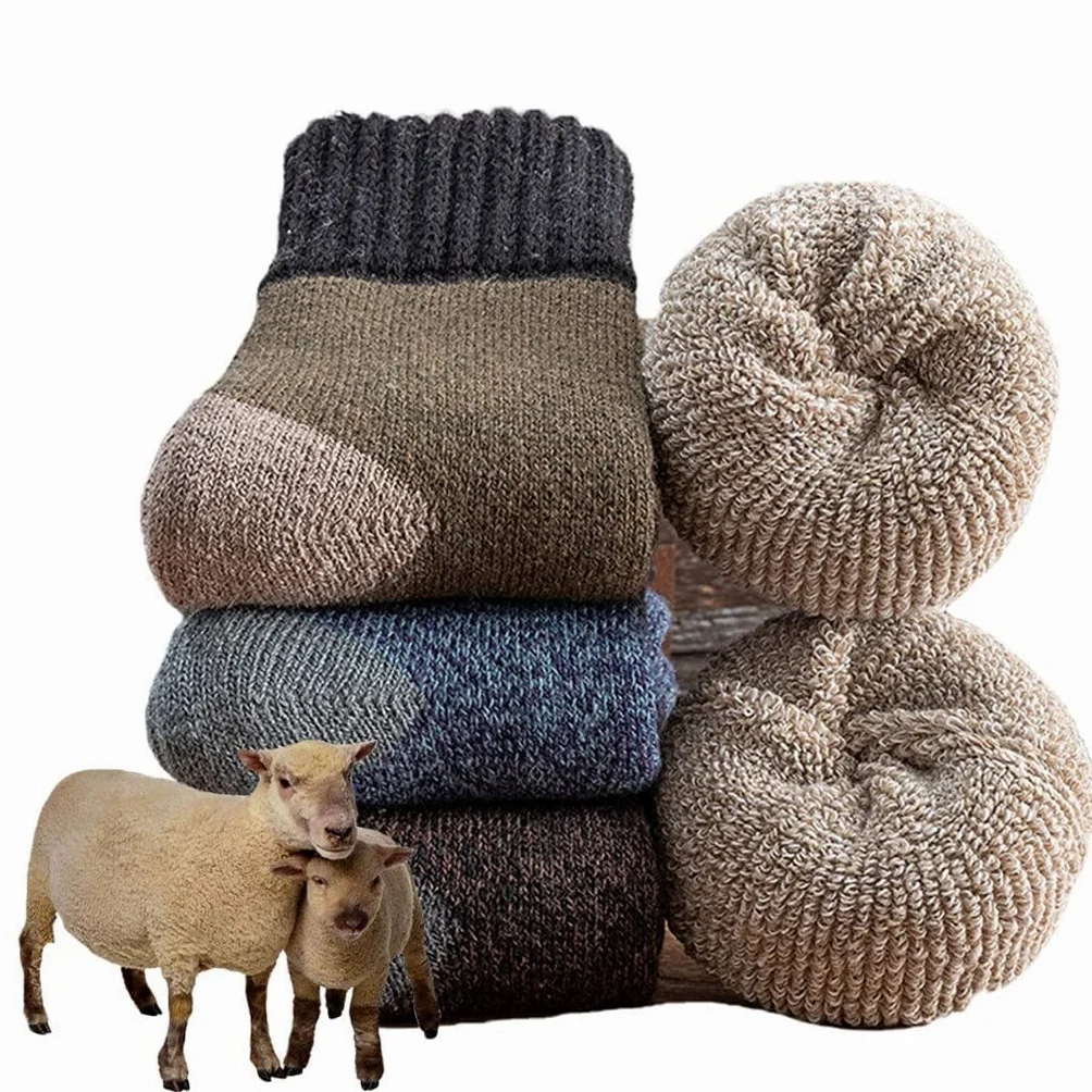 Chtom 5 Pares/Lote de Invierno espesando Calcetines de Lana Toalla de los Hombres Mantenga Calientes Calientes de Calcetines for Masculinos Thermal 38-45 (Color: 5 Mixto Tamaño: 38-45)