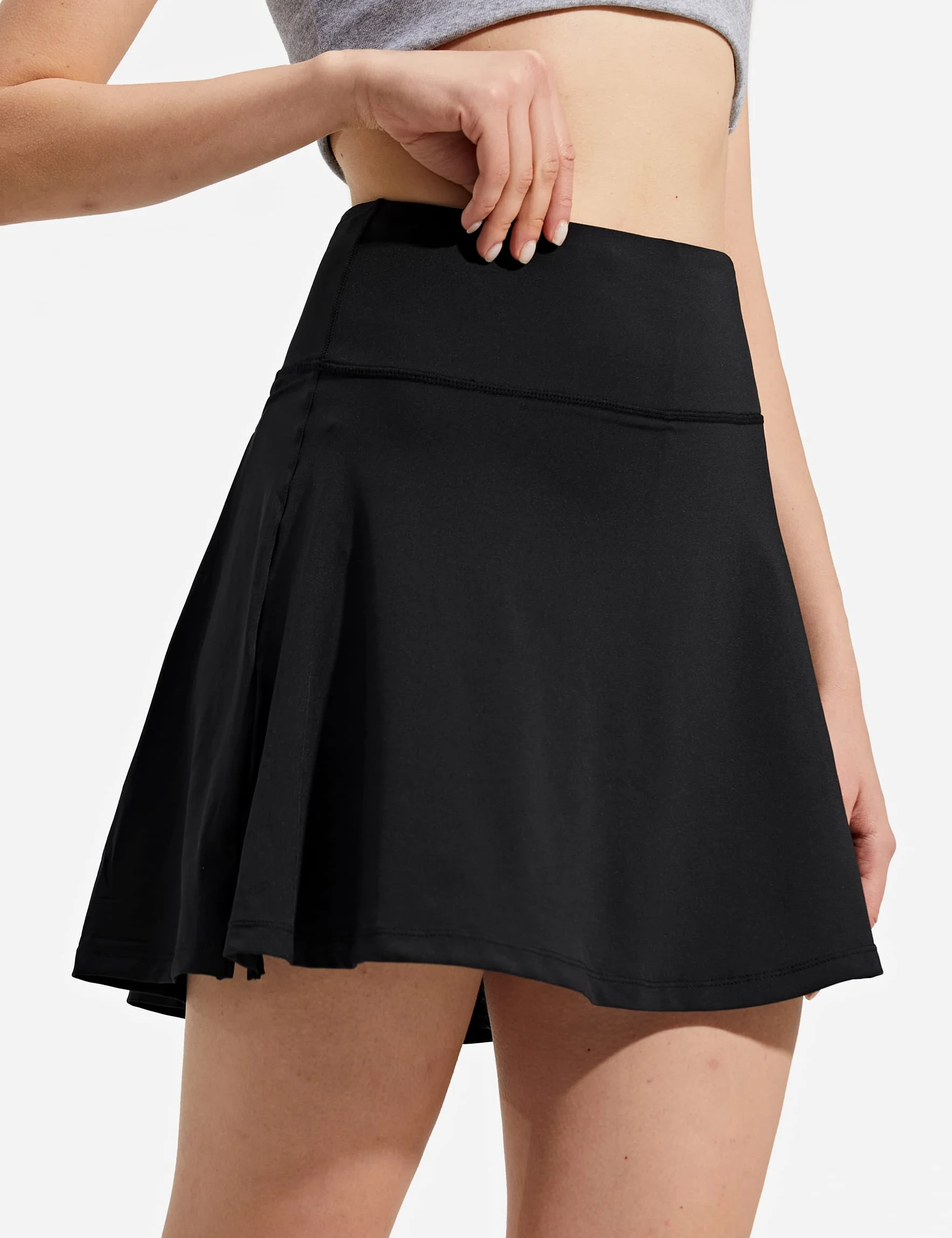 ZUTY Faldas de tenis de cintura alta de 18 pulgadas para mujer, faldas con bolsillos, informales, modestas, largas, para golf, atletismo, para correr, Negro, 3X-Large