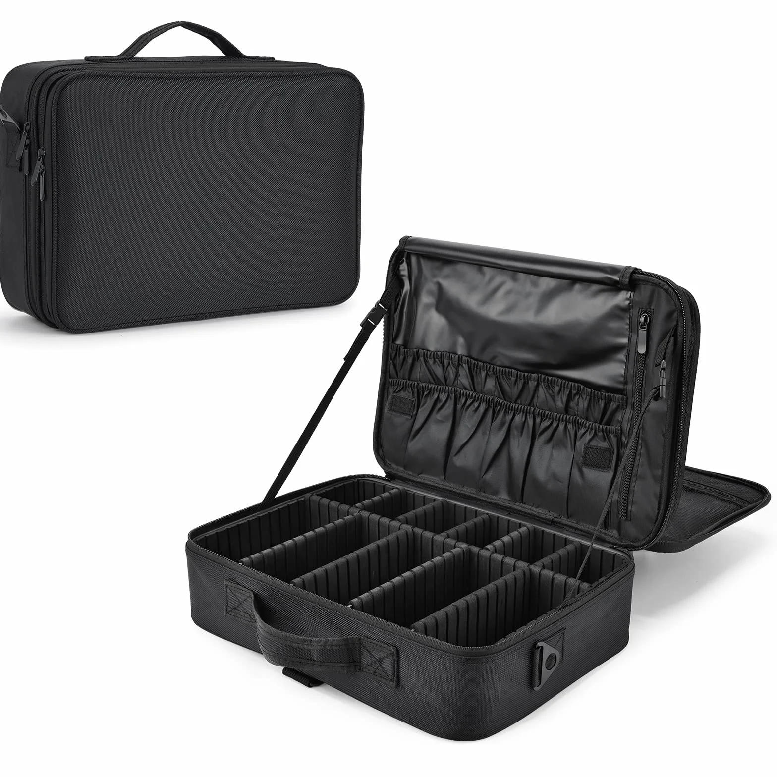 Neceser de Maquillaje Profesional Bolsa de Maquillaje Grande Mujer Organizador de Maquillaje Mujer Maletin Maquillaje, Negro Oscuro
