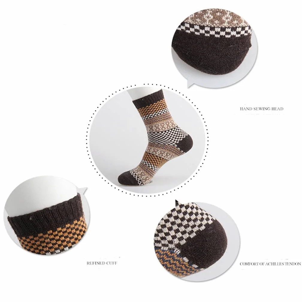 5 Pares/Lote Hombres Calcetines Invierno Grueso cálido Raya Calcetines de Lana Calcetines Casuales de Calcetines de Macho (Color: 5 Pares Tamaño: Un tamaño)