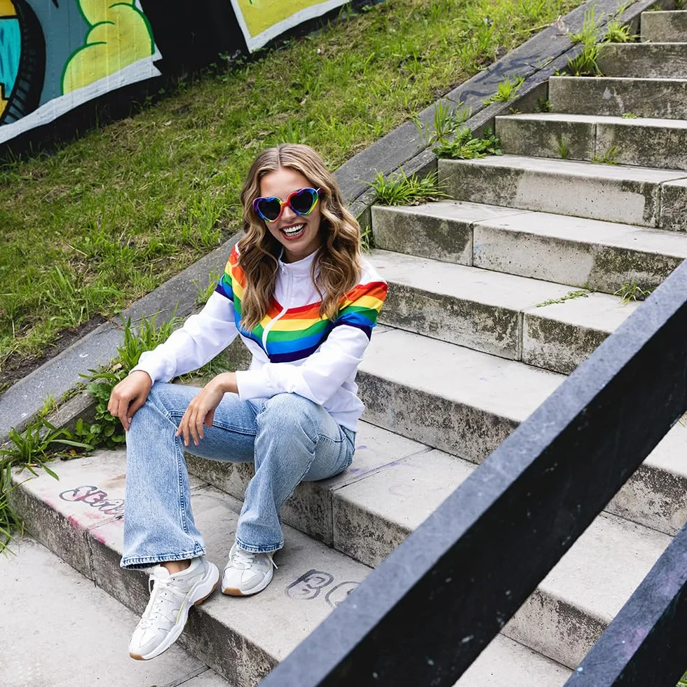 Boland Chaqueta de chándal Vintage Rainbow disfraz mujer retro grupo fiestas temáticas carnaval
