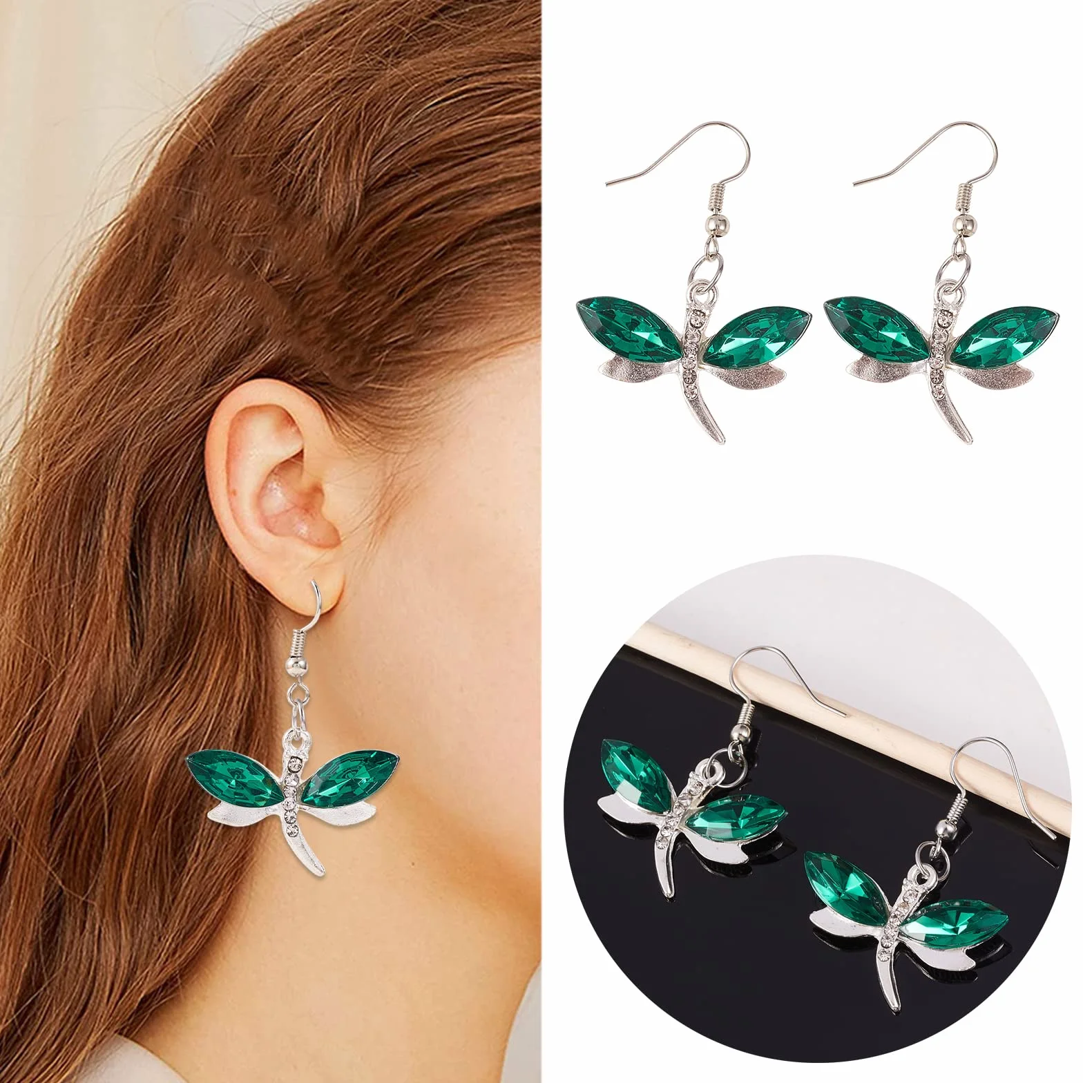 BEEFLYING 40 Piezas Dijes de aleación de libélula Diamantes de imitación cuelgan encantos Colgantes Imitación Libélulas para collares pulseras fabricación de joyas suministros para manualidades