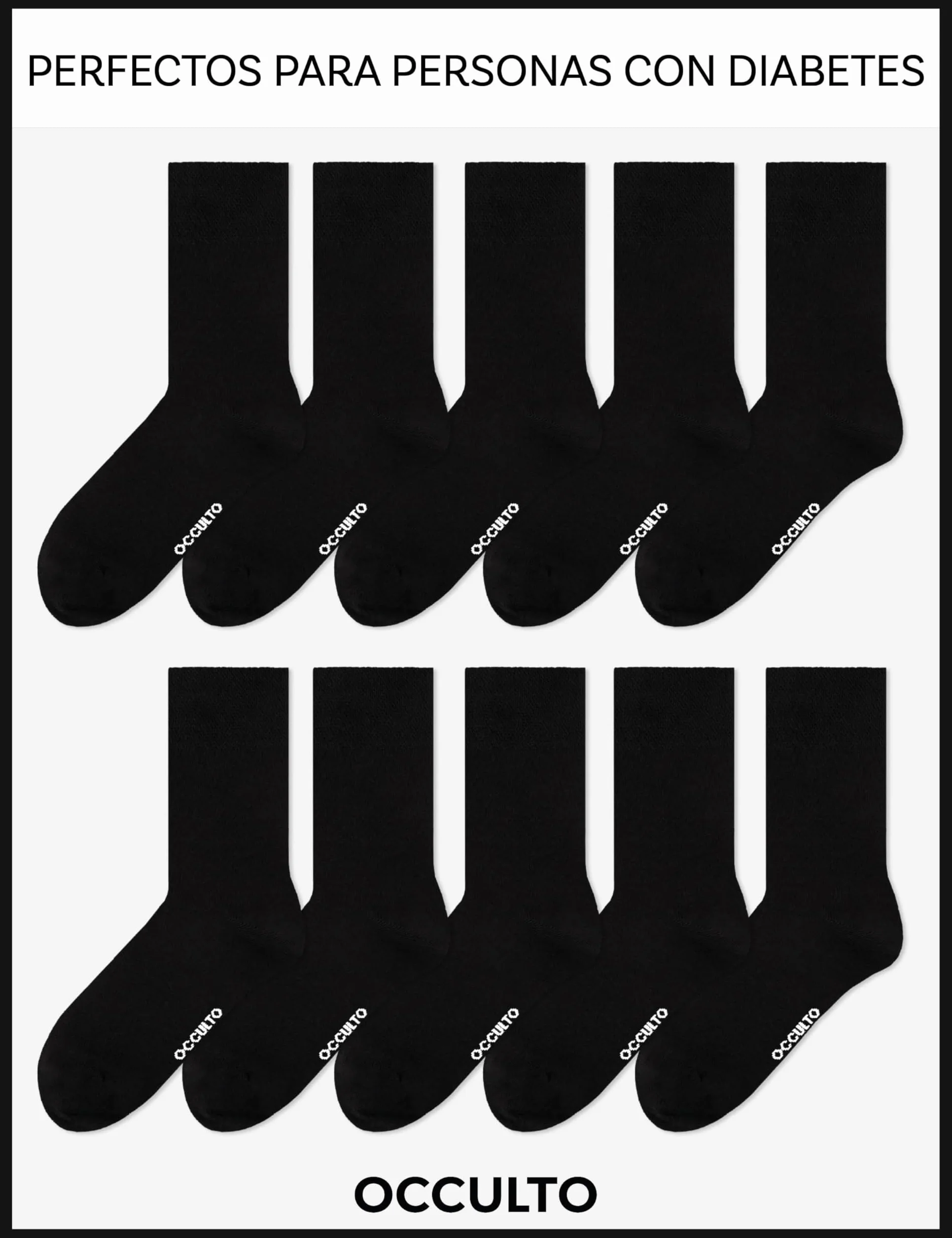 Occulto calcetines diabeticos hombre & mujer pack de 10 (modelo Goetz), calcetines sin costura sin goma