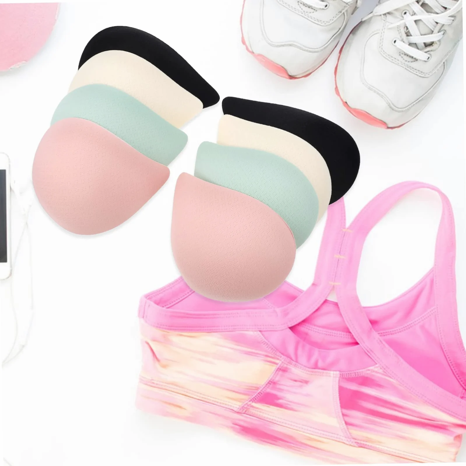 12 Pares de Almohadillas de Sujetador Hechas de Fibra Elástica y Poliéster para Mujer Cómodas y Ligeras para Tops de Bikini y Sujetadores Deportivos