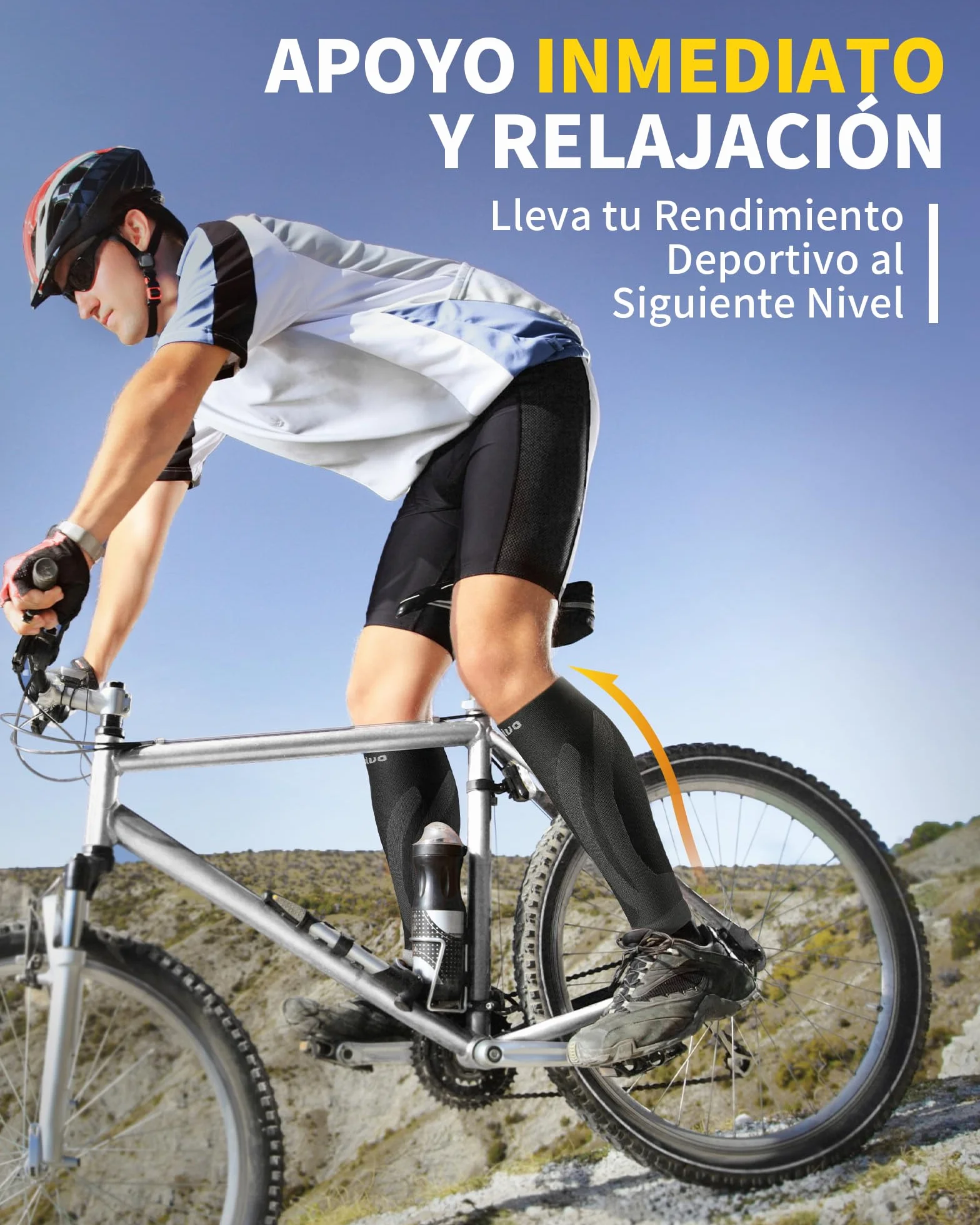 CAMBIVO Medias Compresivas 2 Pares, Calcetines Compresion Mujer Hombre, Mangas de Compresión para Deporte, Running, Ciclismo, Trabajo, Vuelo